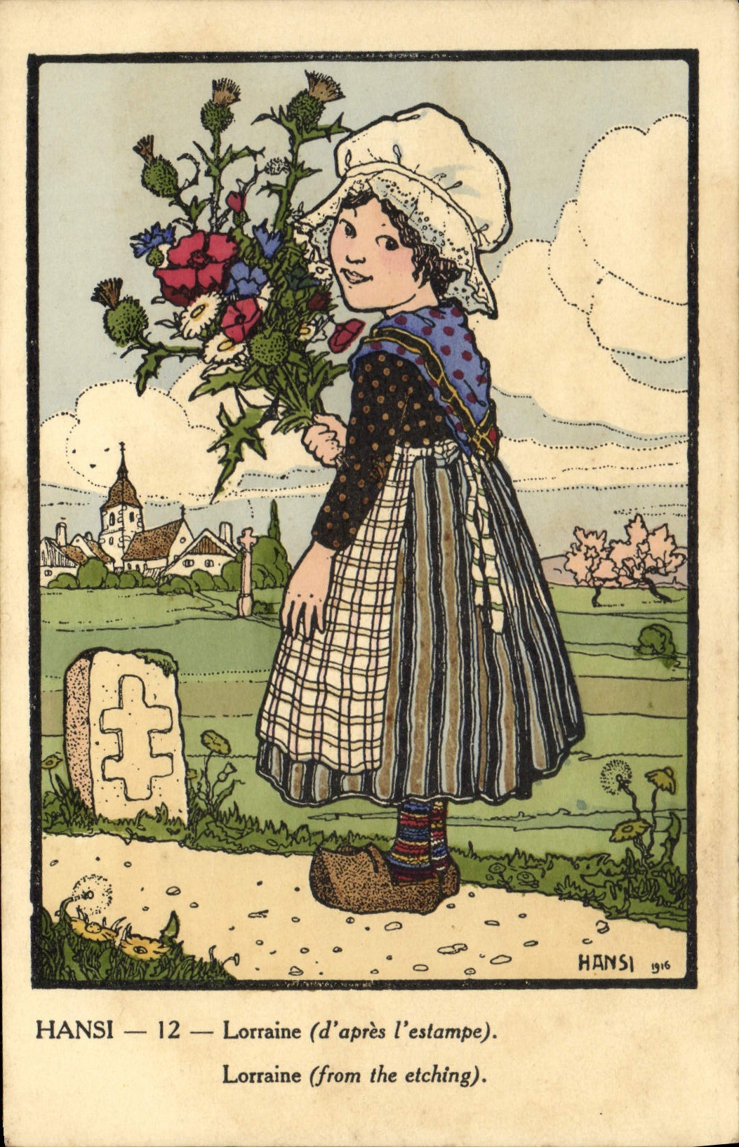 CPA Fantaisie Illustrateur Hansi Alsace Enfant Lorraine