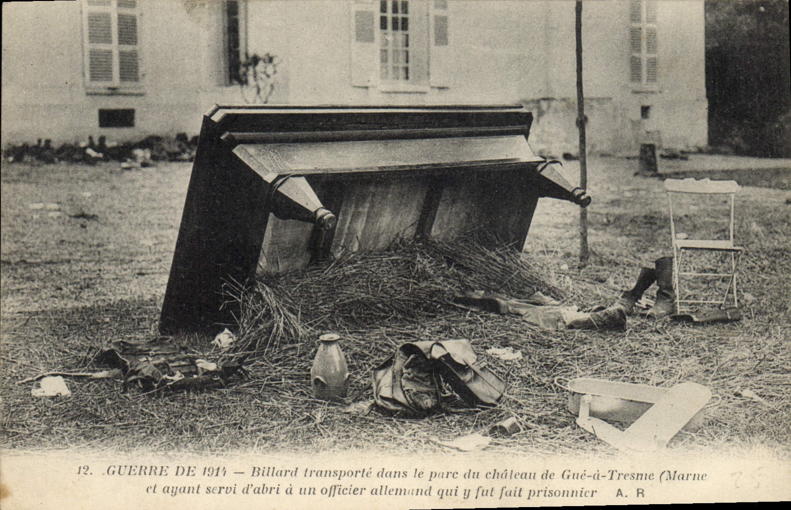 CPA Billard transporte dans le parc du chateau de Gue a Tresne Marne Militaria