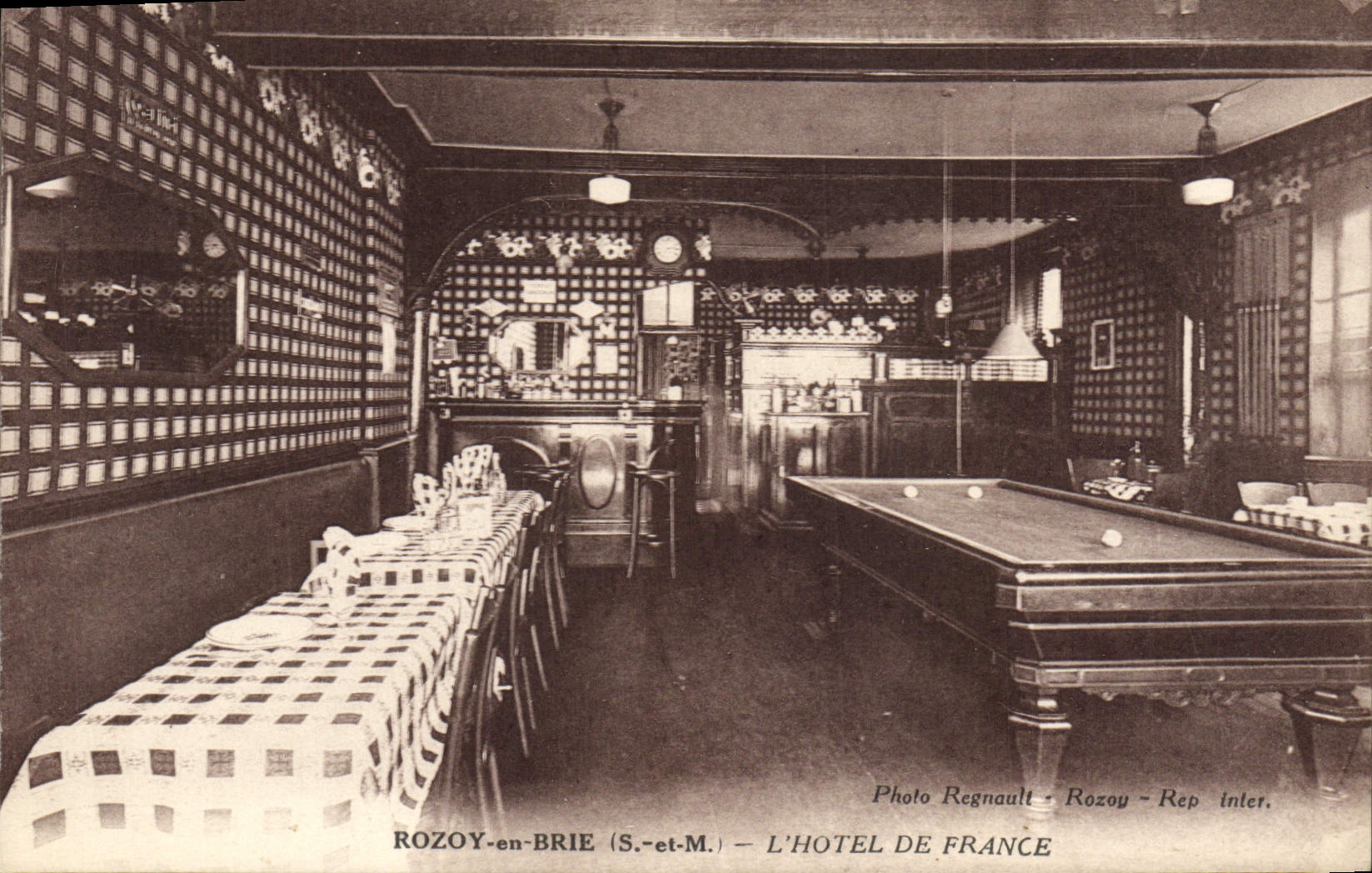 Vintage Postcard Rozoy Billiards in Brie the Hotel of France