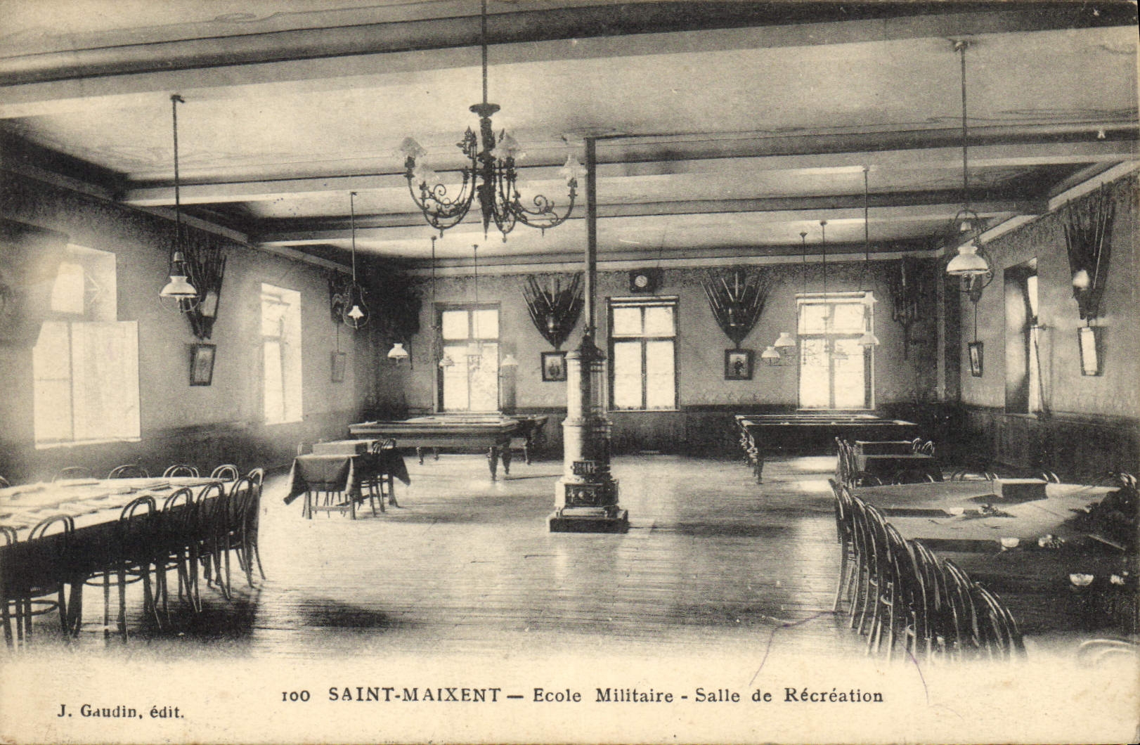 Vintage Postcard Holy Billiards Maixent Military academy Room of re-creation