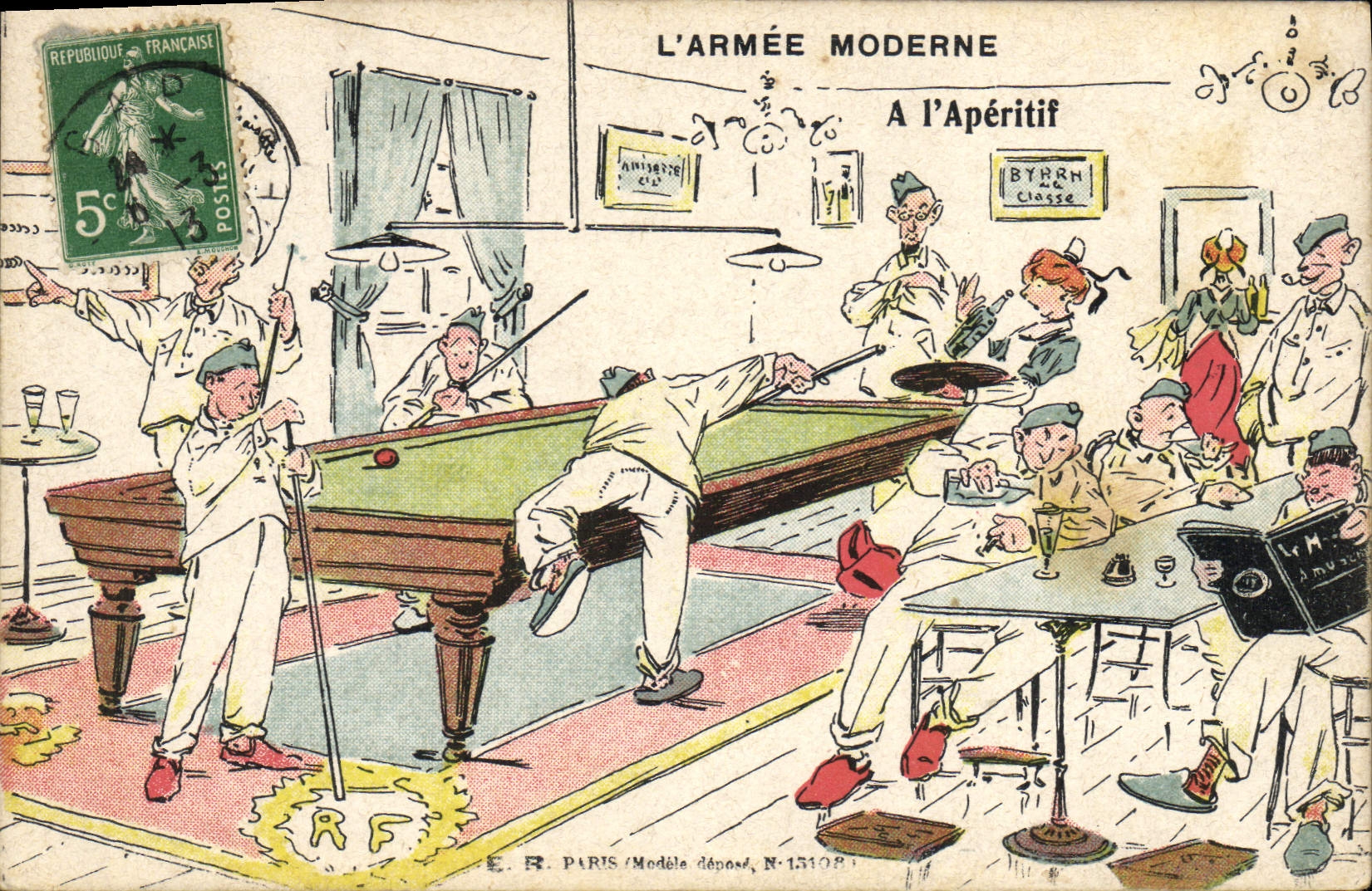 CPA Billard Armee moderne A l'aperitif Militaria