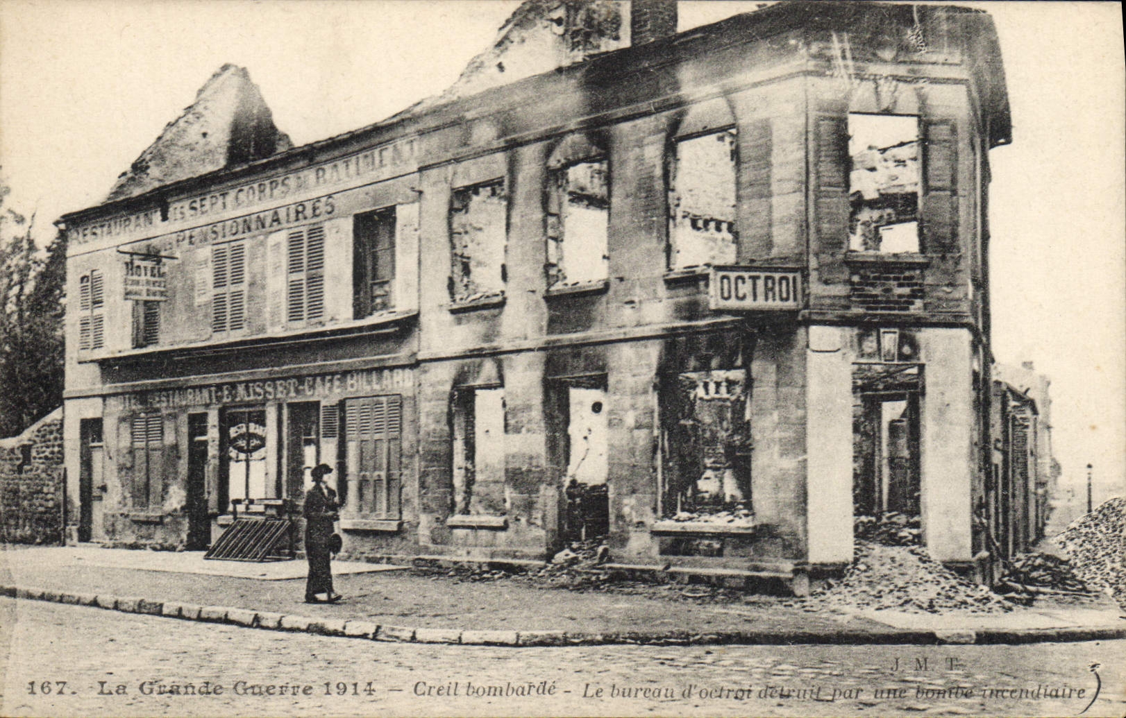 CPA Billard Creil bombarde Le bureau d'octroi detruit par une bombe incendiaire Militaria