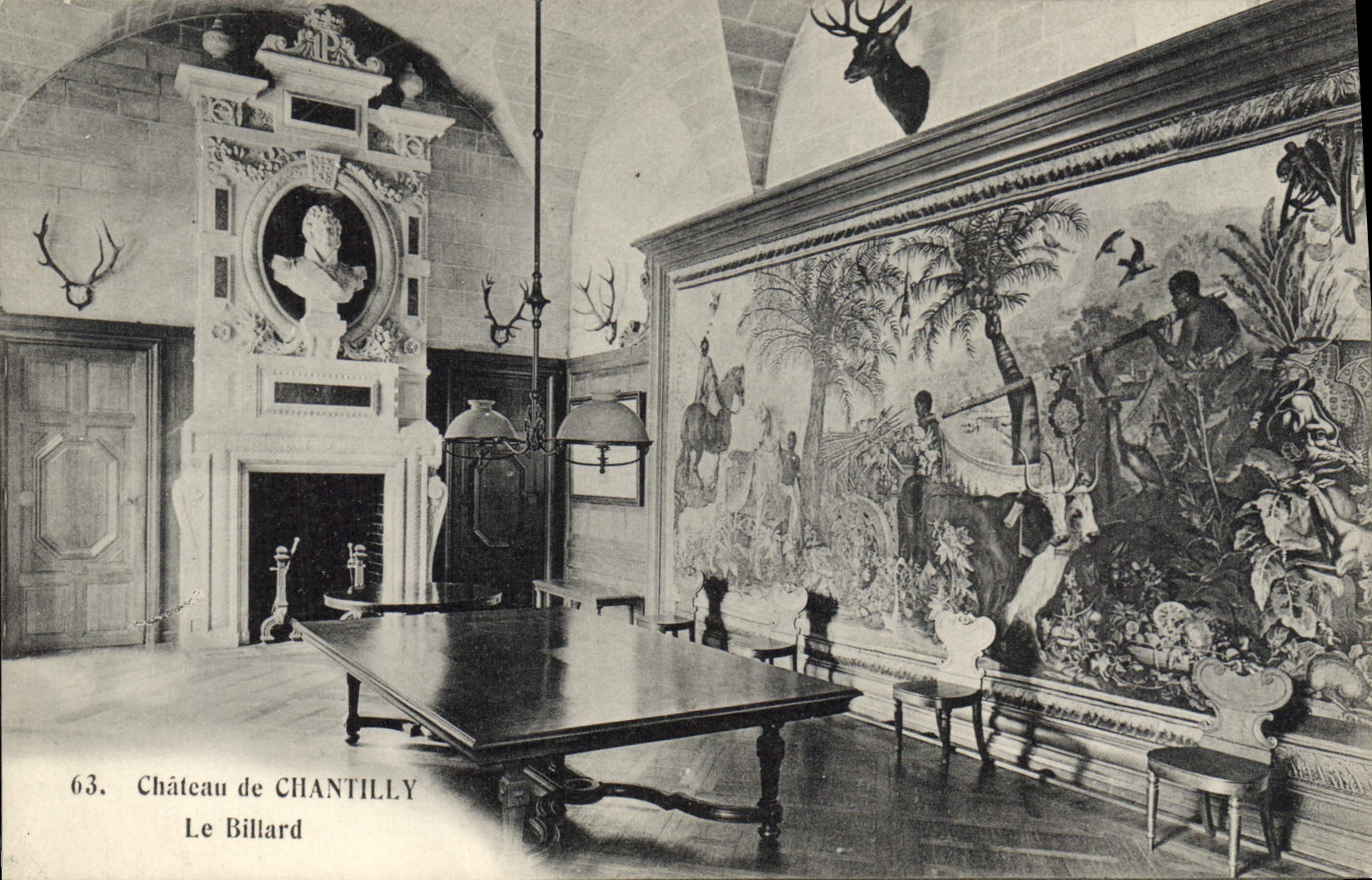 Vintage Postcard Billiards Castle of Chantilly