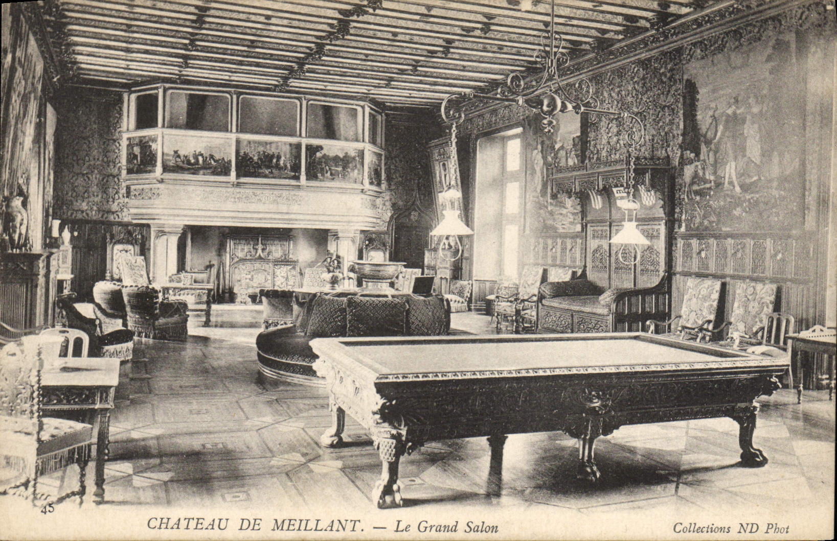 Vintage Postcard Billiards Castle of Meillant the large living room
