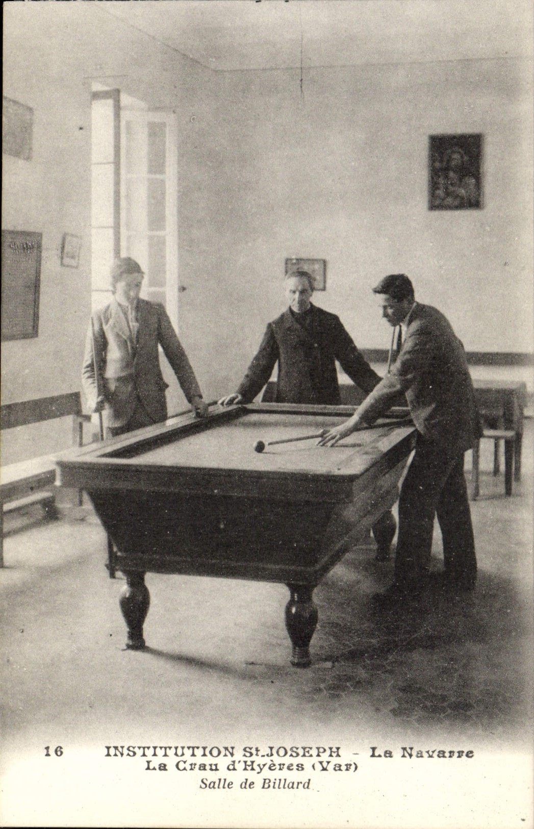 Vintage Postcard Billiards Institution St Joseph Navarre Crau d' Hyeres