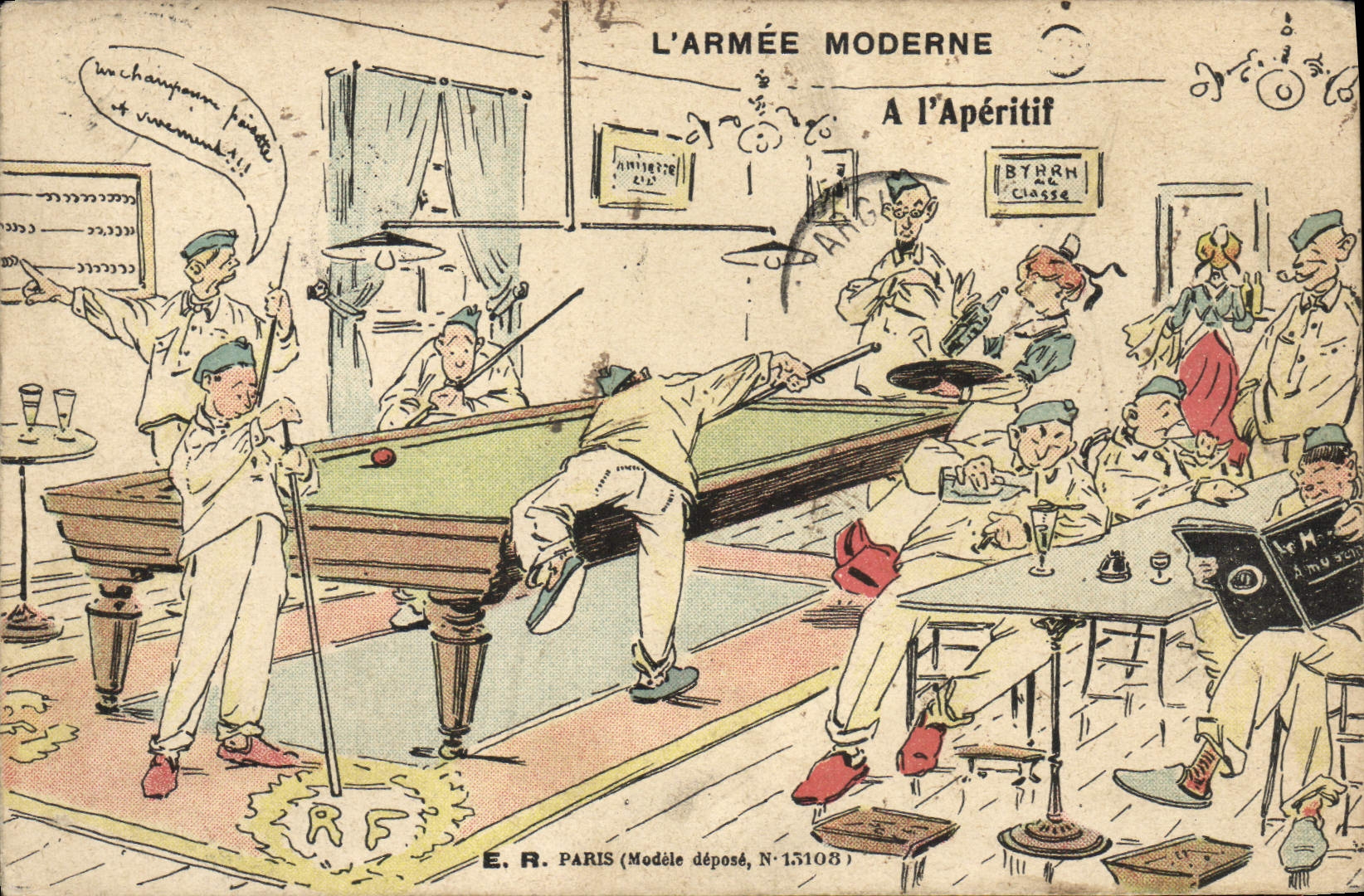CPA Billard Armee moderne A l'aperitif Militaria