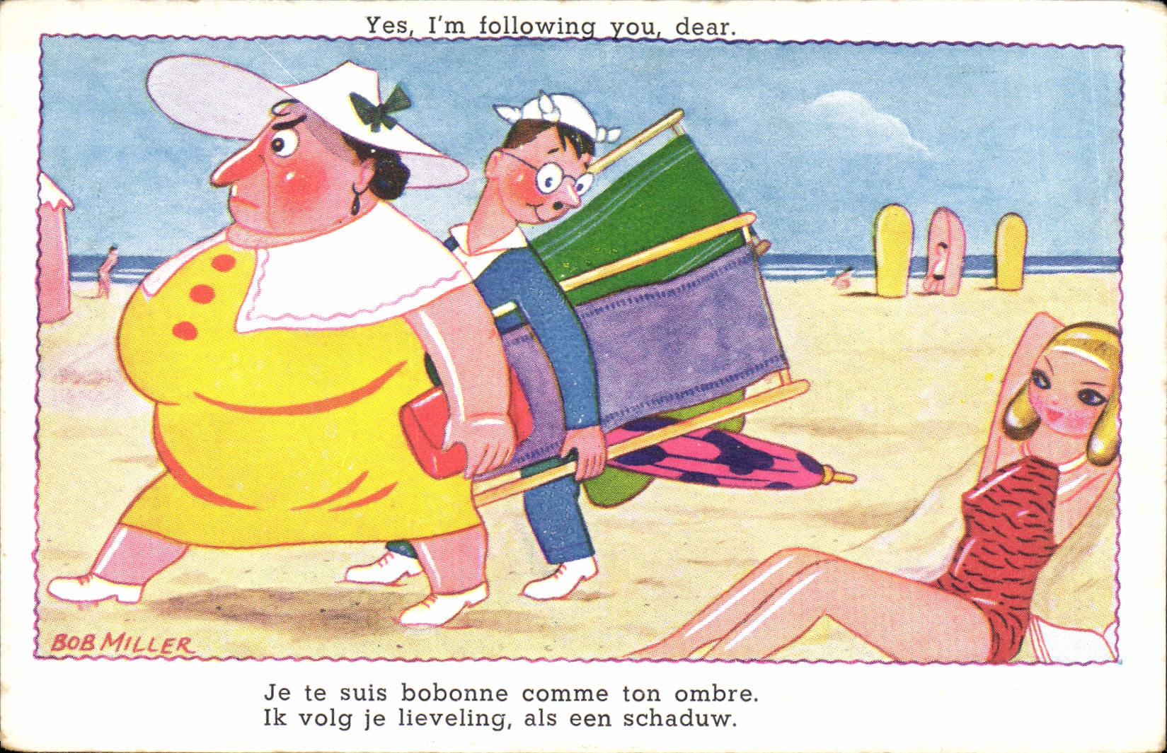 Vintage Postcard Fantasy Illustrator Yes i' m following you dear Bob miller