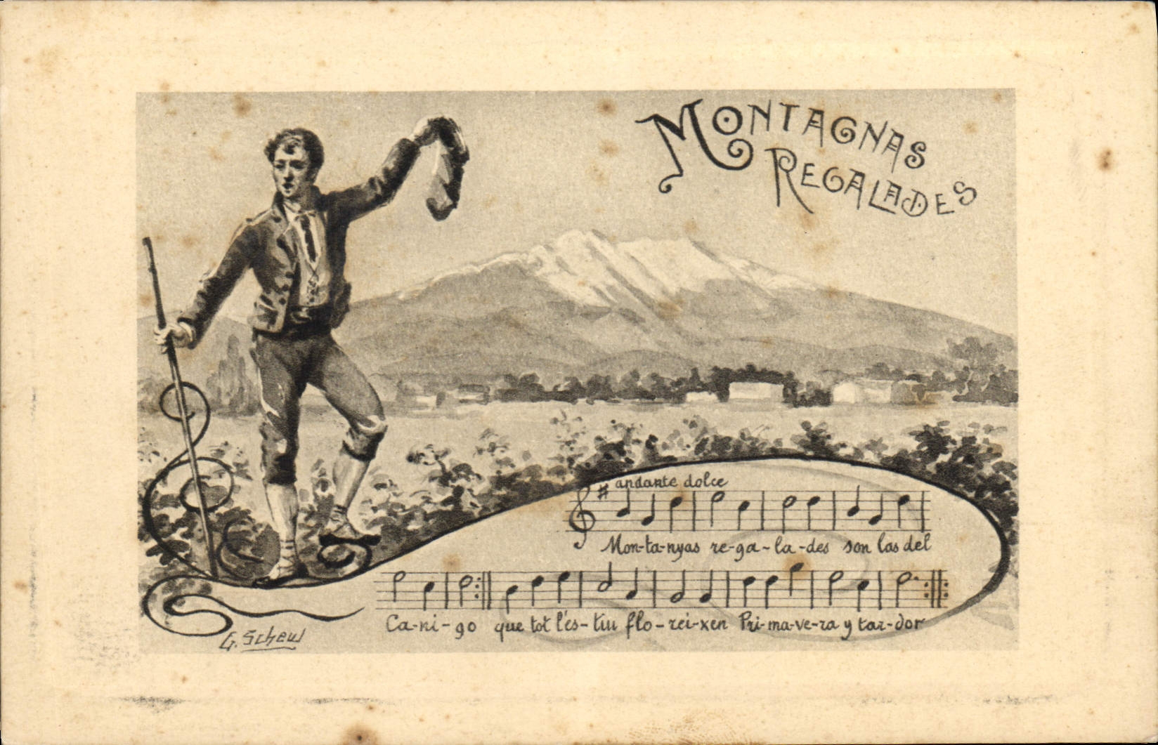 Vintage Postcard Montagnas Regalades