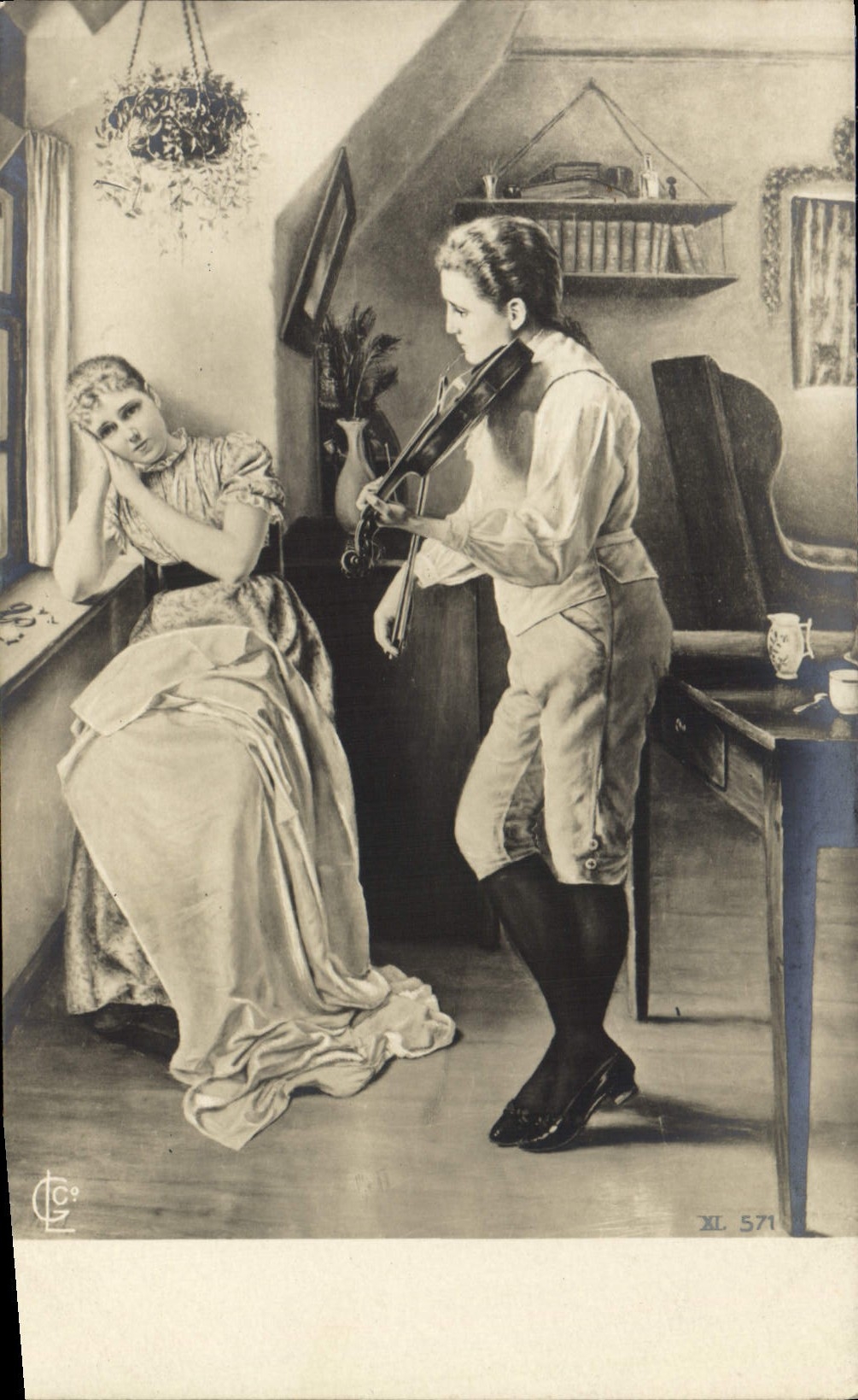 CPA Enfants Violon 