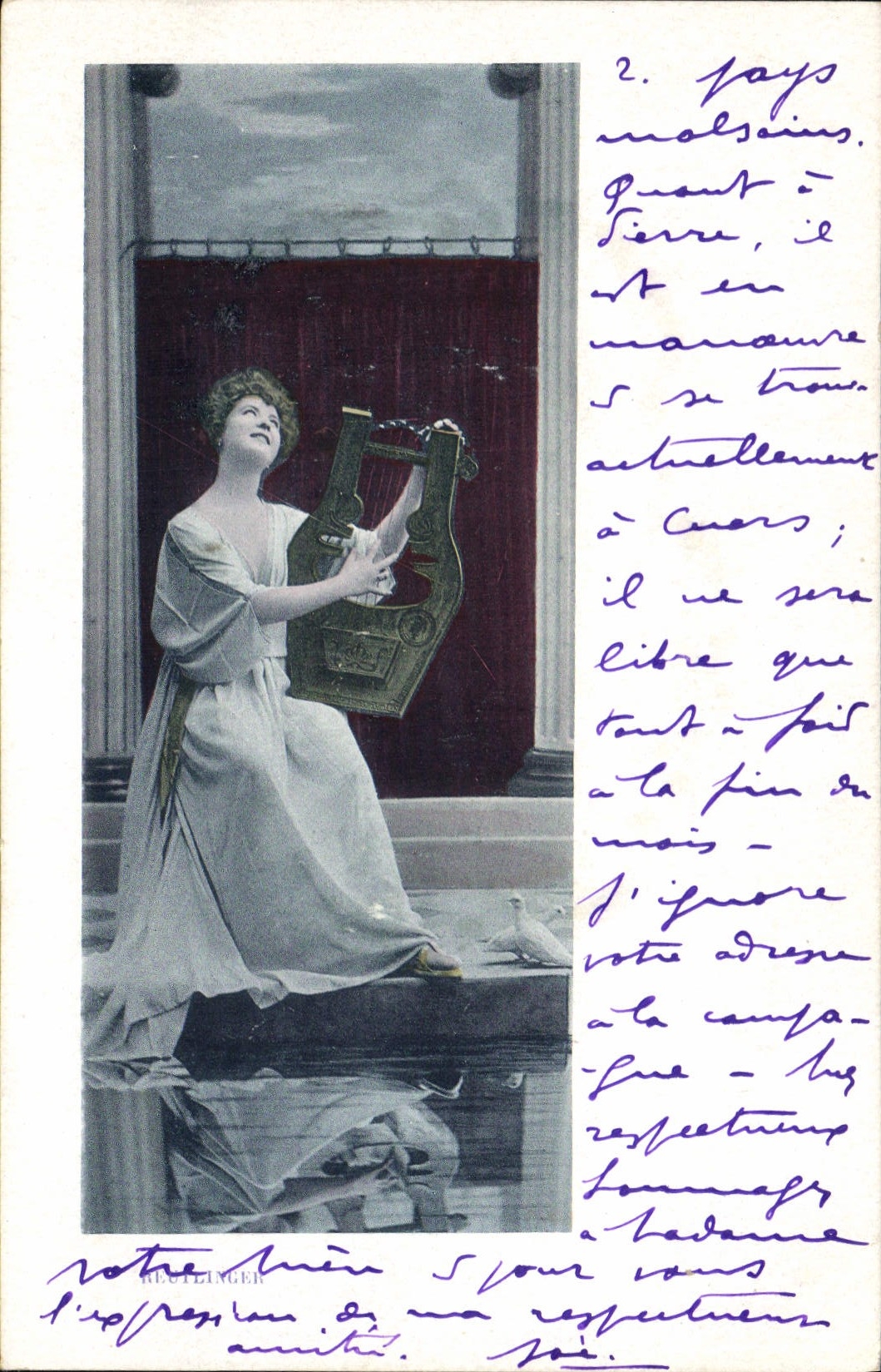 CPA Femme Lyre 
