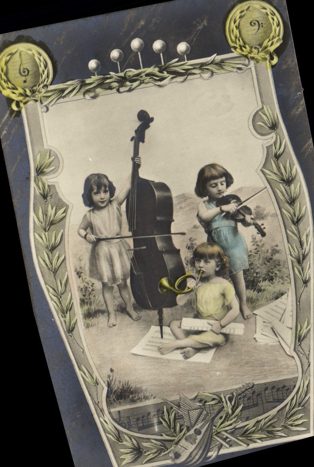 Postal Niños Violoncel Violín