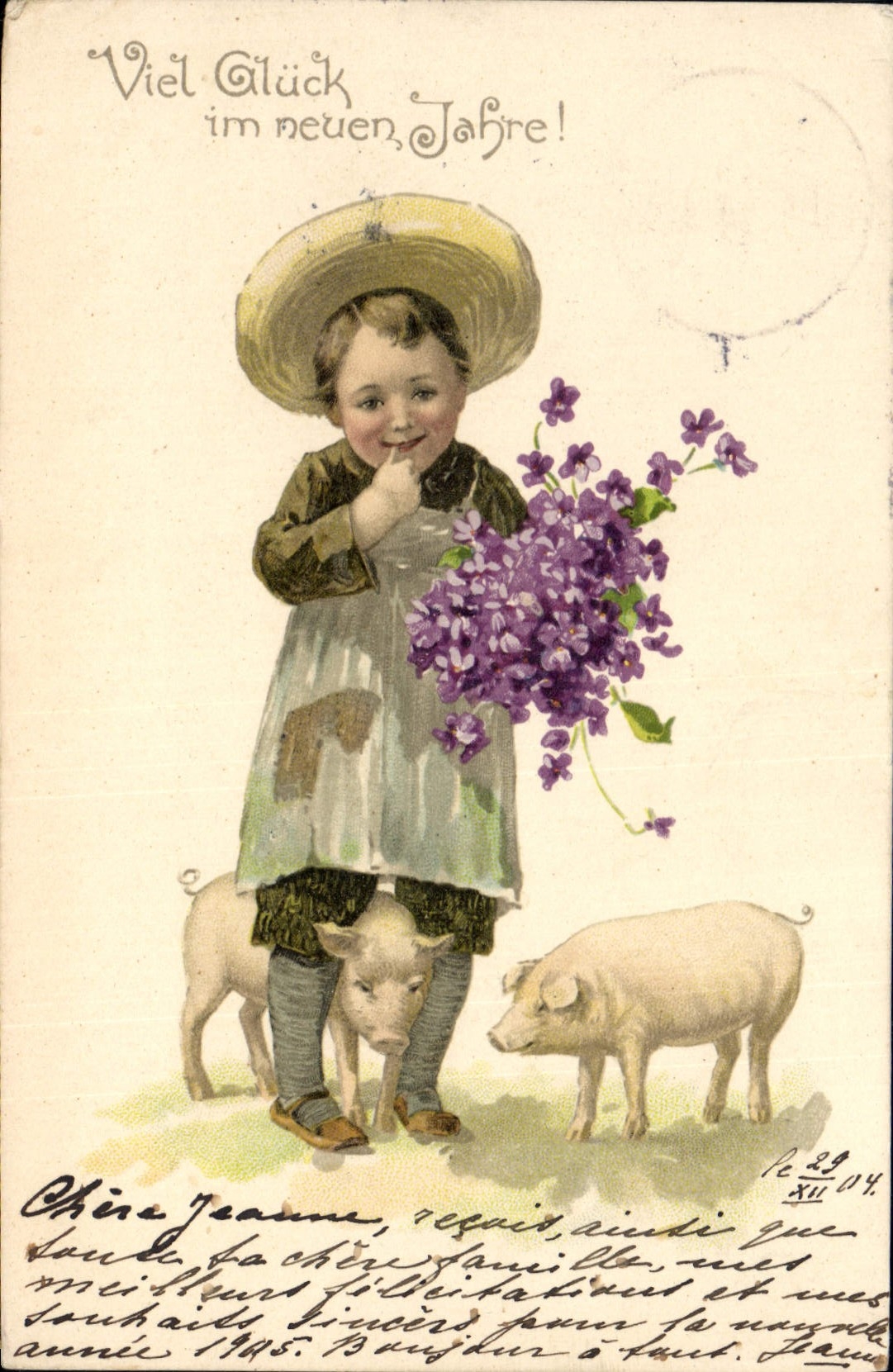 CPA Cochon Porc Enfant 
