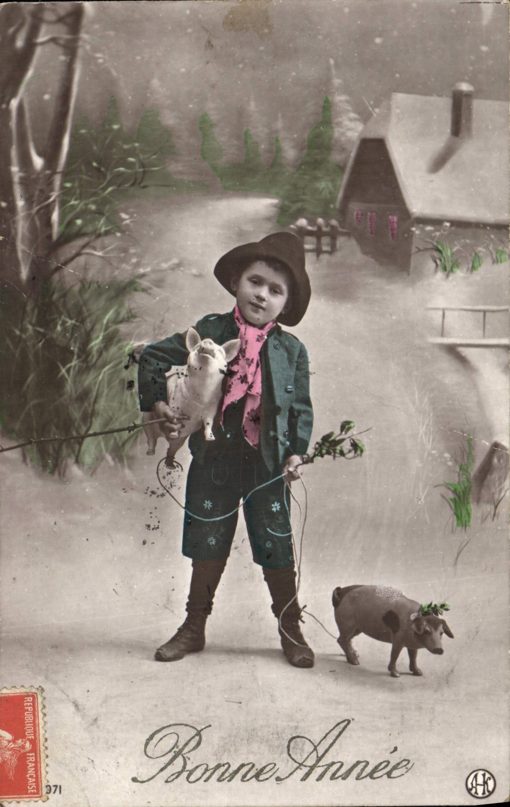 CPA Cochon Porc Enfant 