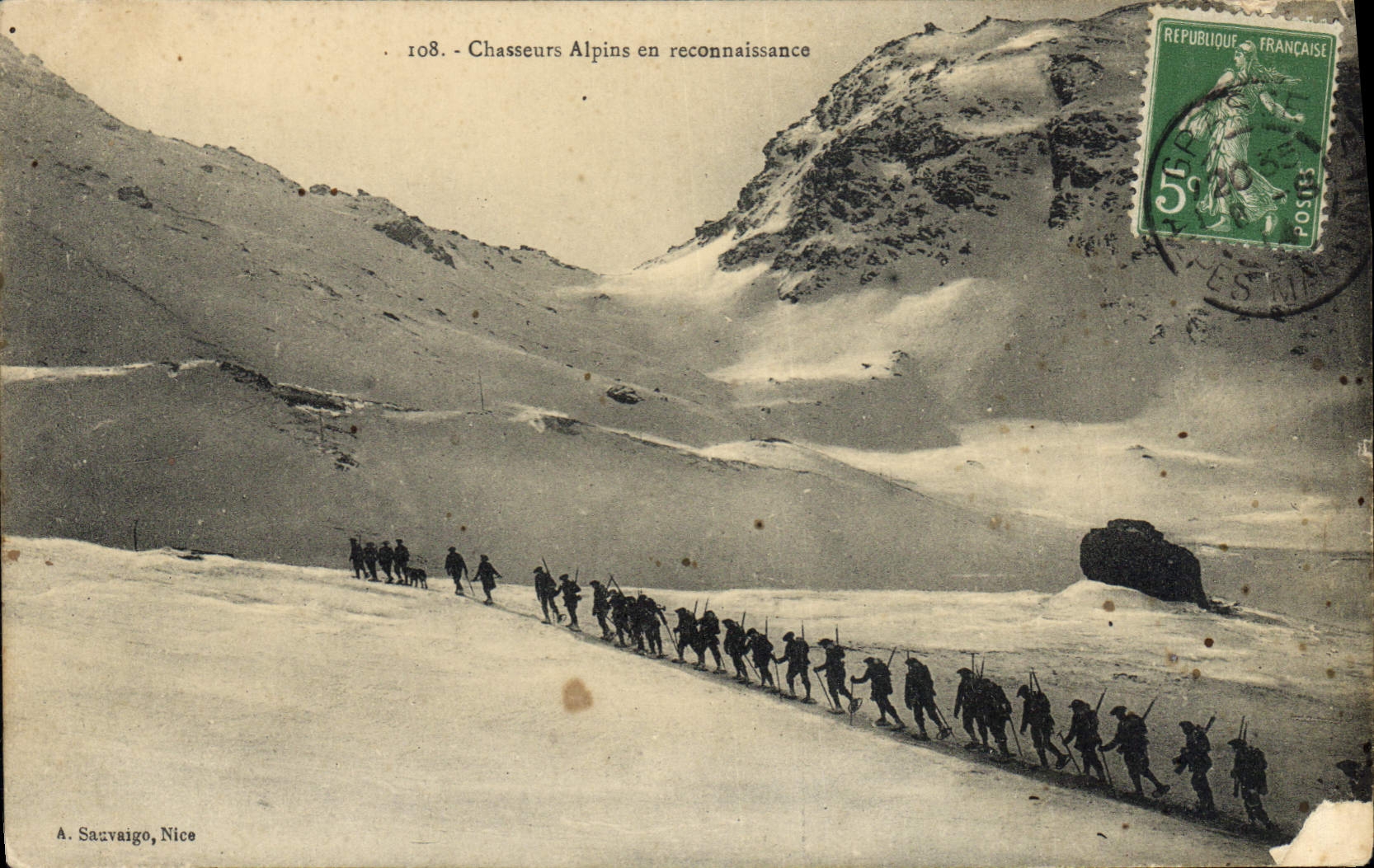 CPA Militaria Chasseurs alpins en reconnaissance