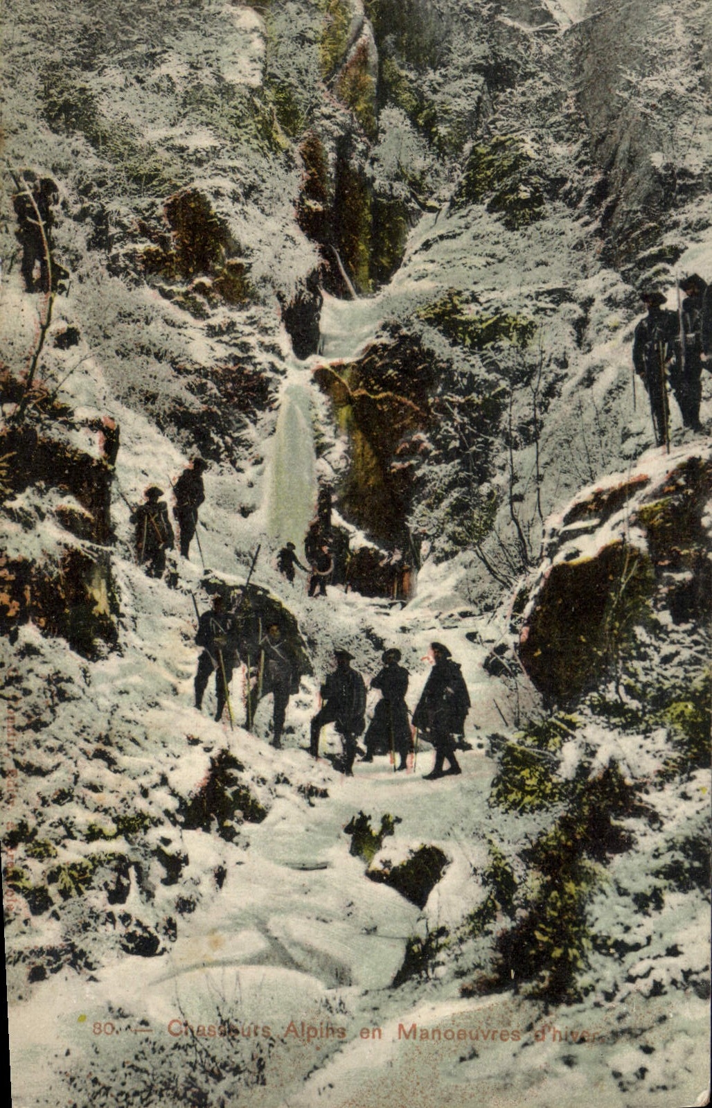 Vintage Postcard Militaria Alpine hunters Operations of winter