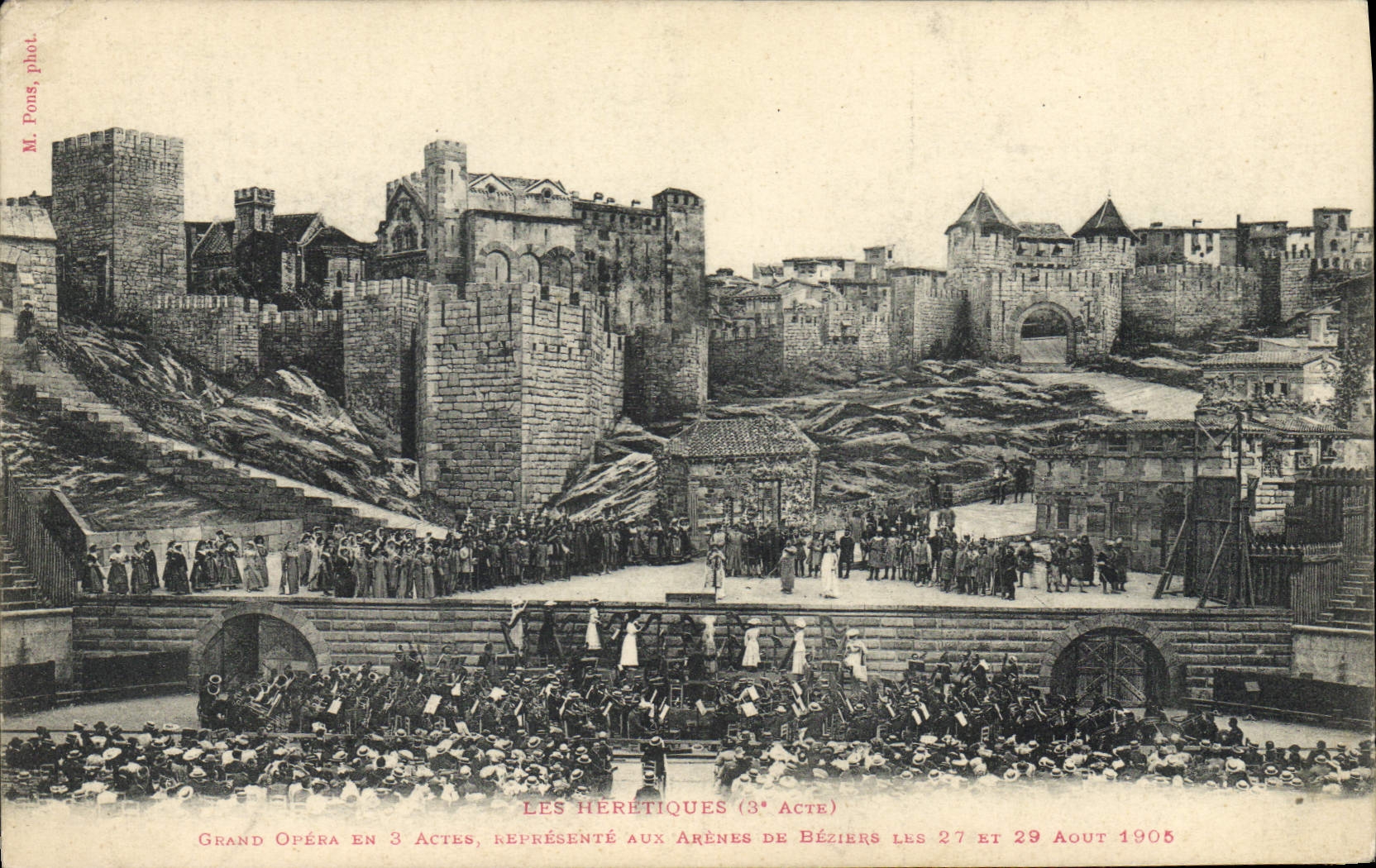 CPA Theatre Les Heretiques Grand Opera en 3 actes Arenes de Beziers 