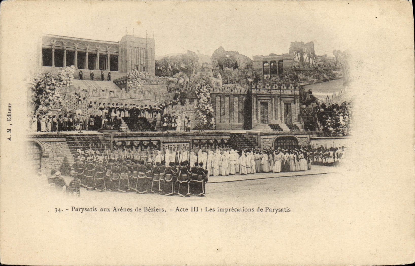 Vintage Postcard Parysatis Theater with the arenas of Beziers Acet III imprecations of Parysatis