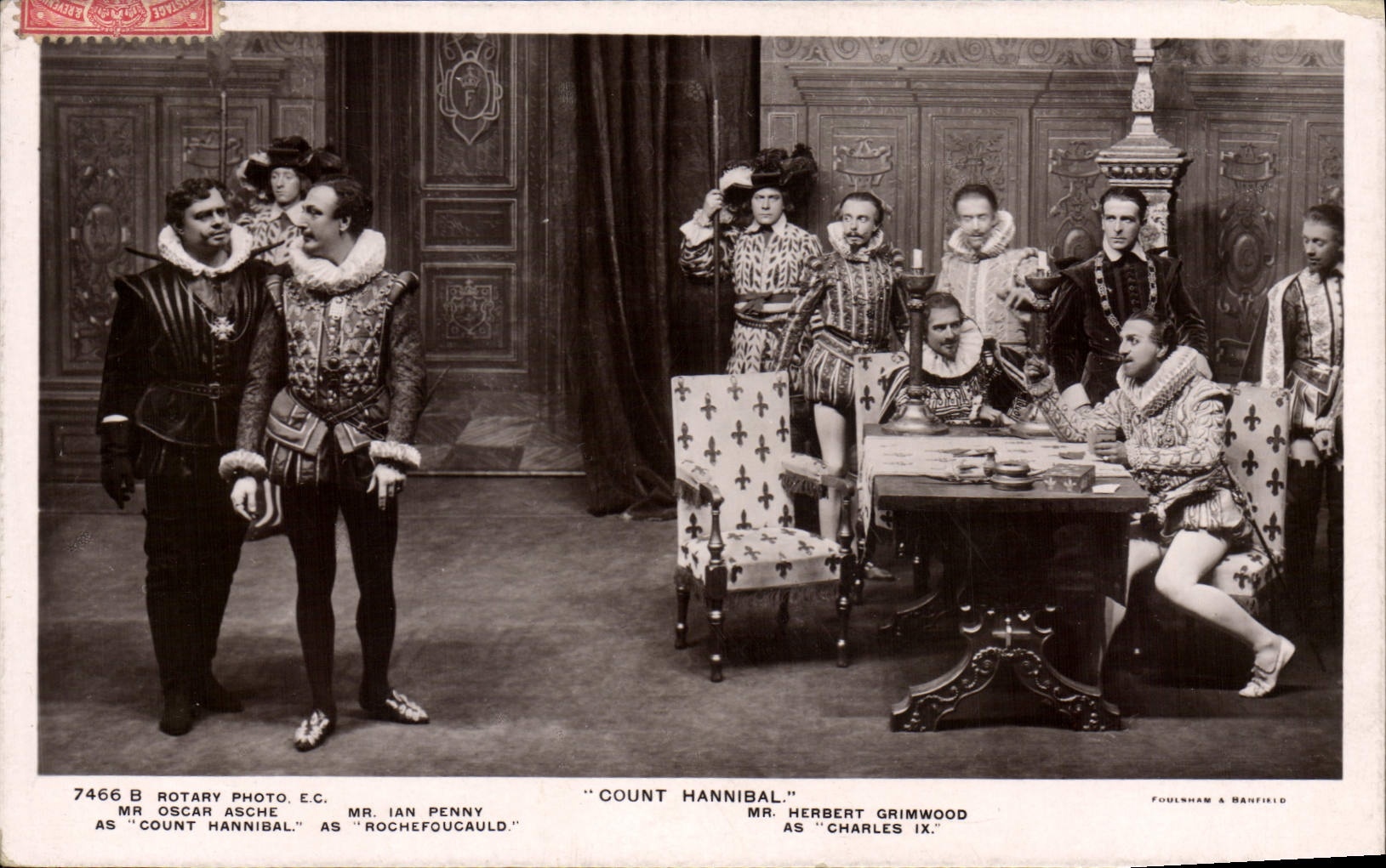 Vintage Postcard Theater Count Hannibal Rochefoucauld Charles IX