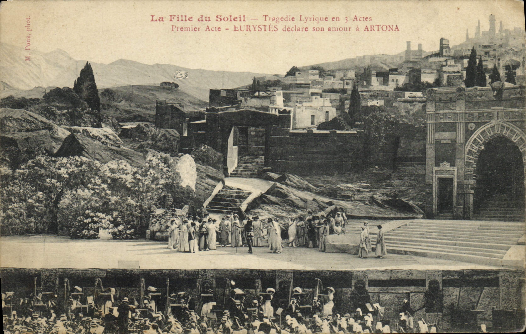 Vintage Postcard Theater the girl of Tragedie the lyric sun in 3 Eurystes acts declares its love has Artona