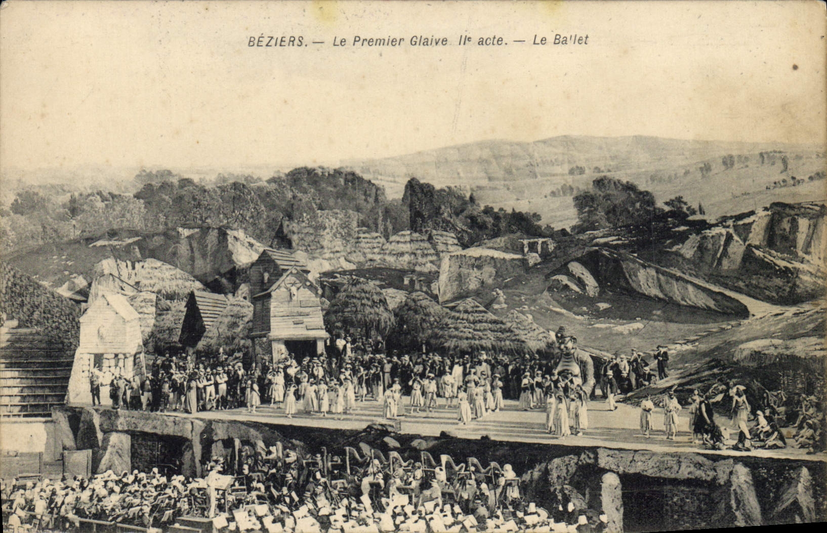 Vintage Postcard Beziers Theater the first sword ballet