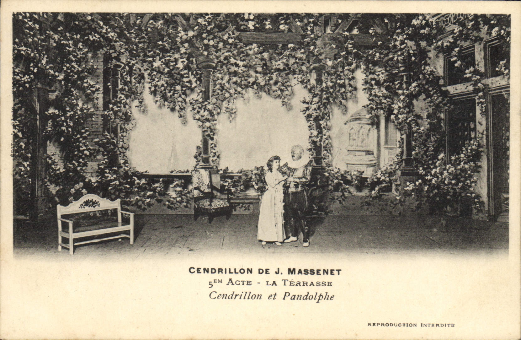 Vintage Postcard Theater Cinderella of J Massenet the terrace Cinderella and Pandolphe