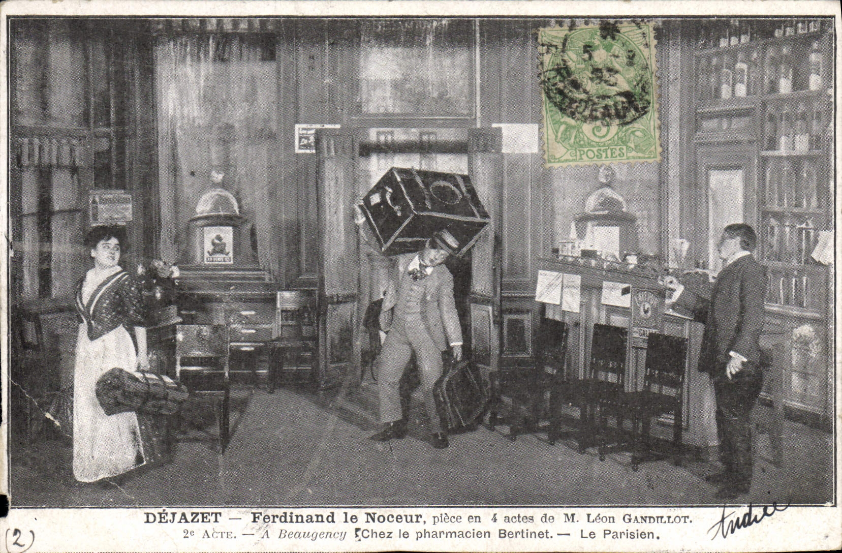 Vintage Postcard Theater Dejazet Ferdinand the Fast liver Leon Gandillot