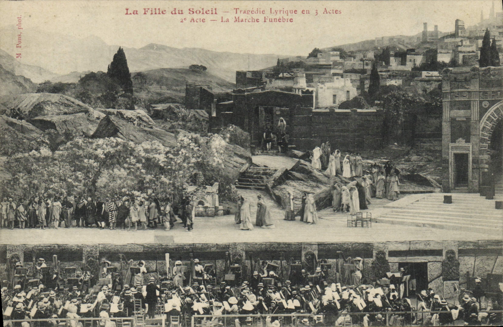 Vintage Postcard Theater the girl of the lyric sun Tragedy in 3 acts funeral march