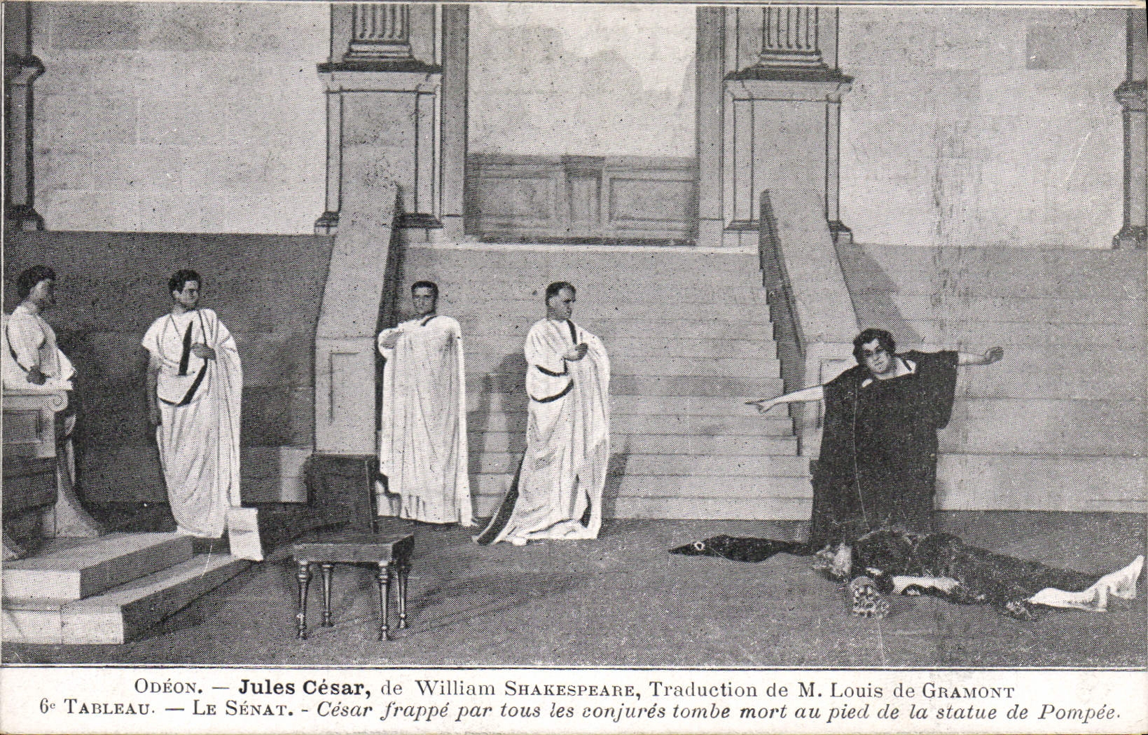 Vintage Postcard Theater Odeon Julius Caesar of William Shakespeare Louis de Gramont the Senate