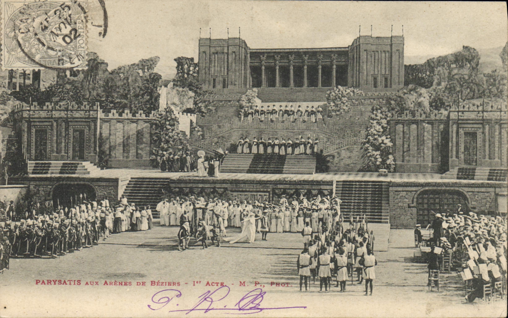Vintage Postcard Parysatis Theater with the arenas of Beziers