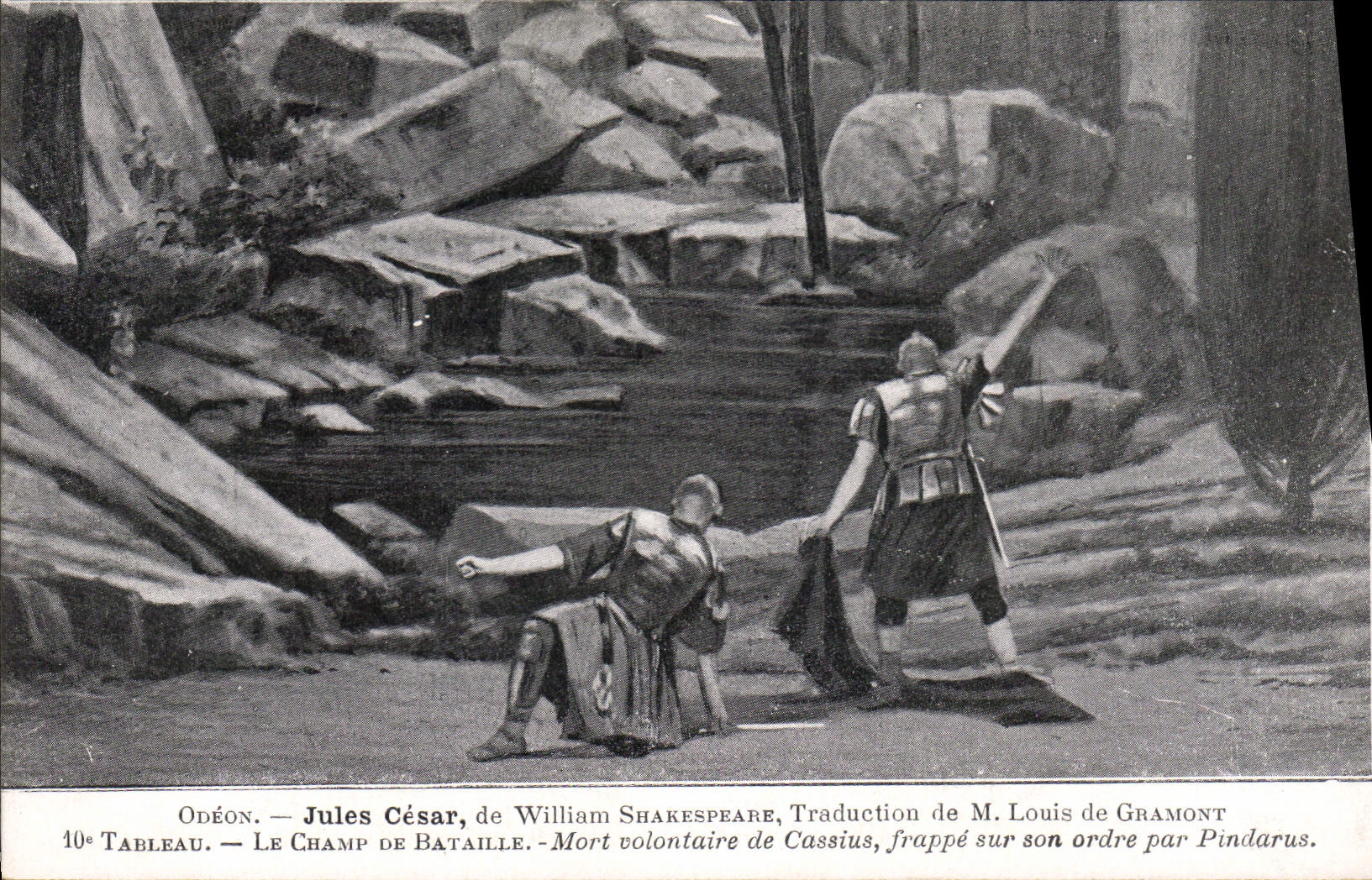 Vintage Postcard Theater Odeon Julius Caesar of William Shakespeare Louis de Gramont the battlefield