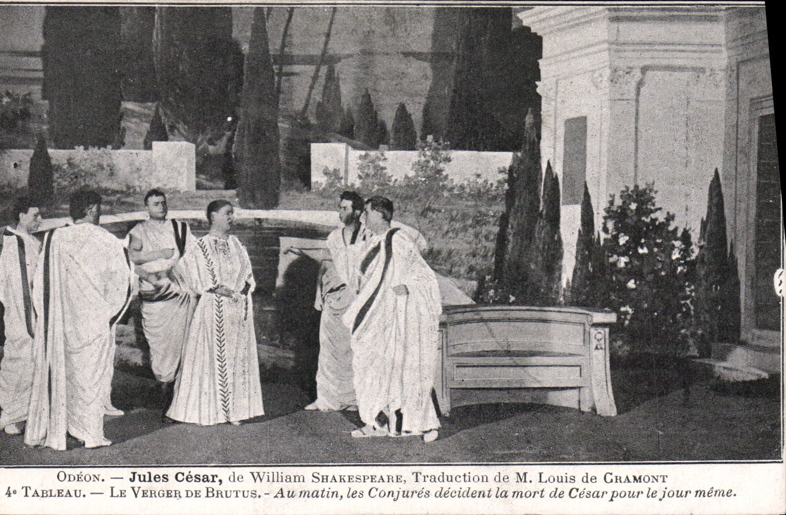 Vintage Postcard Theater Odeon Julius Caesar of William Shakespeare Louis de Gramont the orchard the rough ones