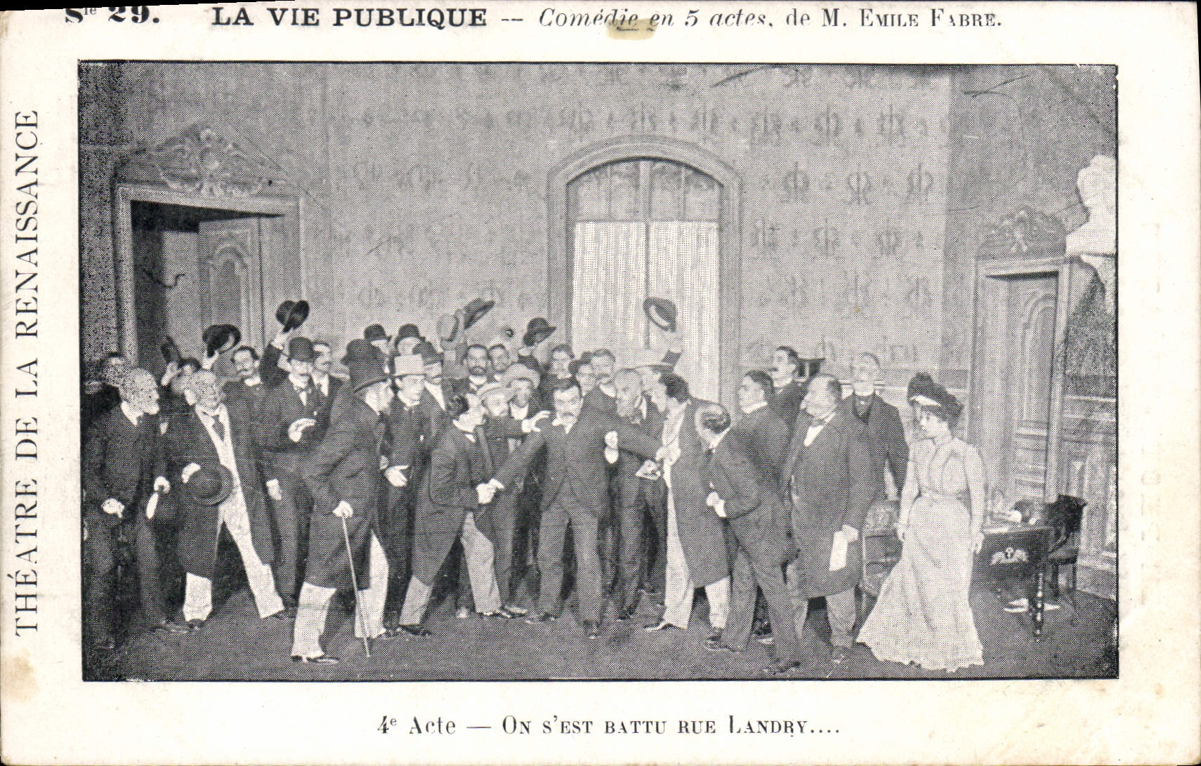 Postal Teatro la vida pública Emile Fabre on se pegó rue Landry