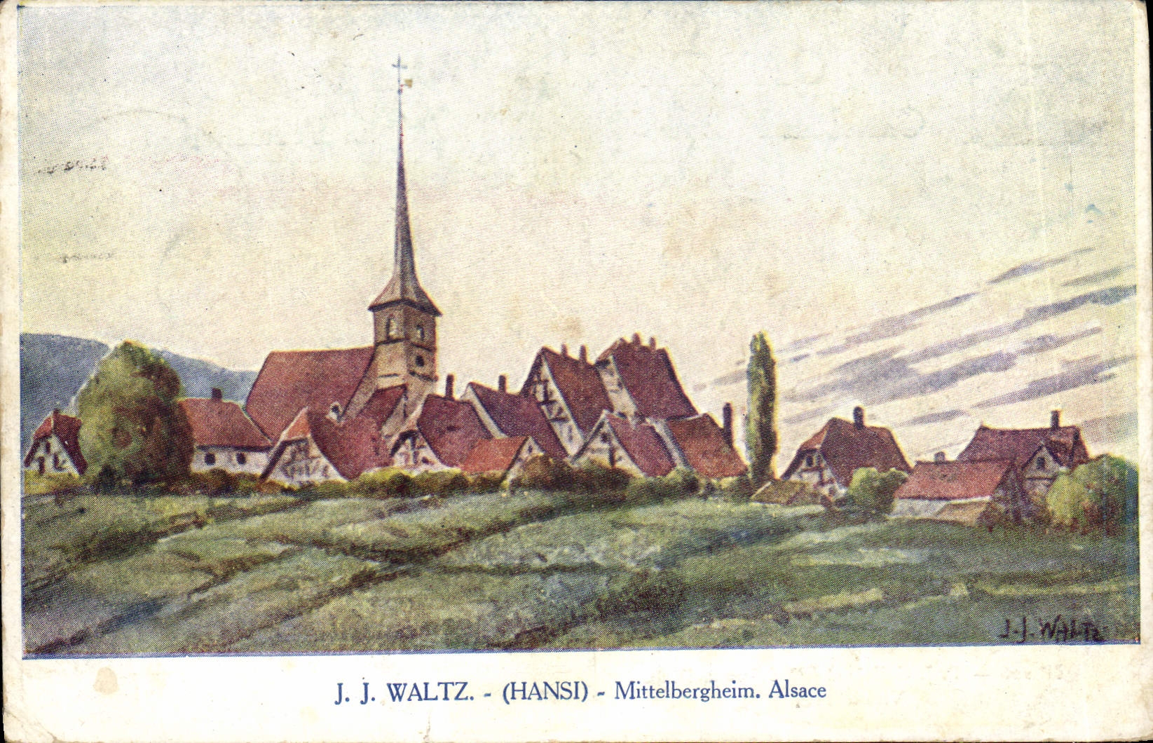Vintage Postcard Fantasy Illustrator Waltz Hansi Mittelbergheim Alsace