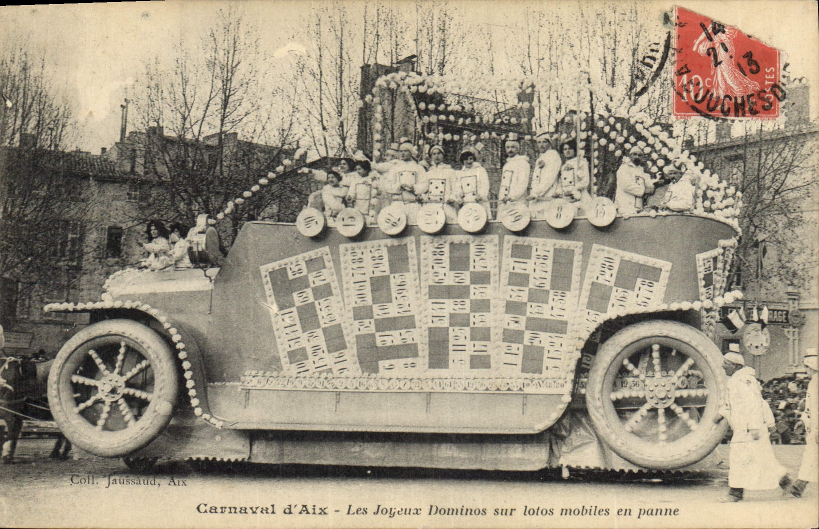 Vintage Postcard Carnival of Aix in Provence merry dominos on mobile lottos broken down Car