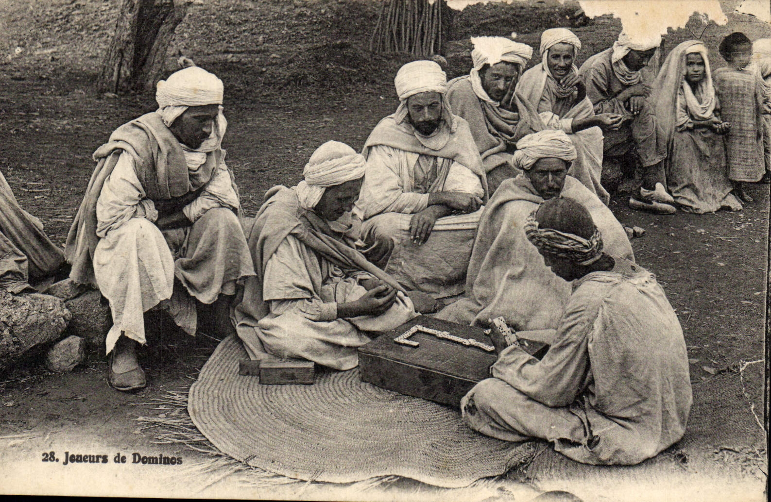 Vintage Postcard Players of dominos