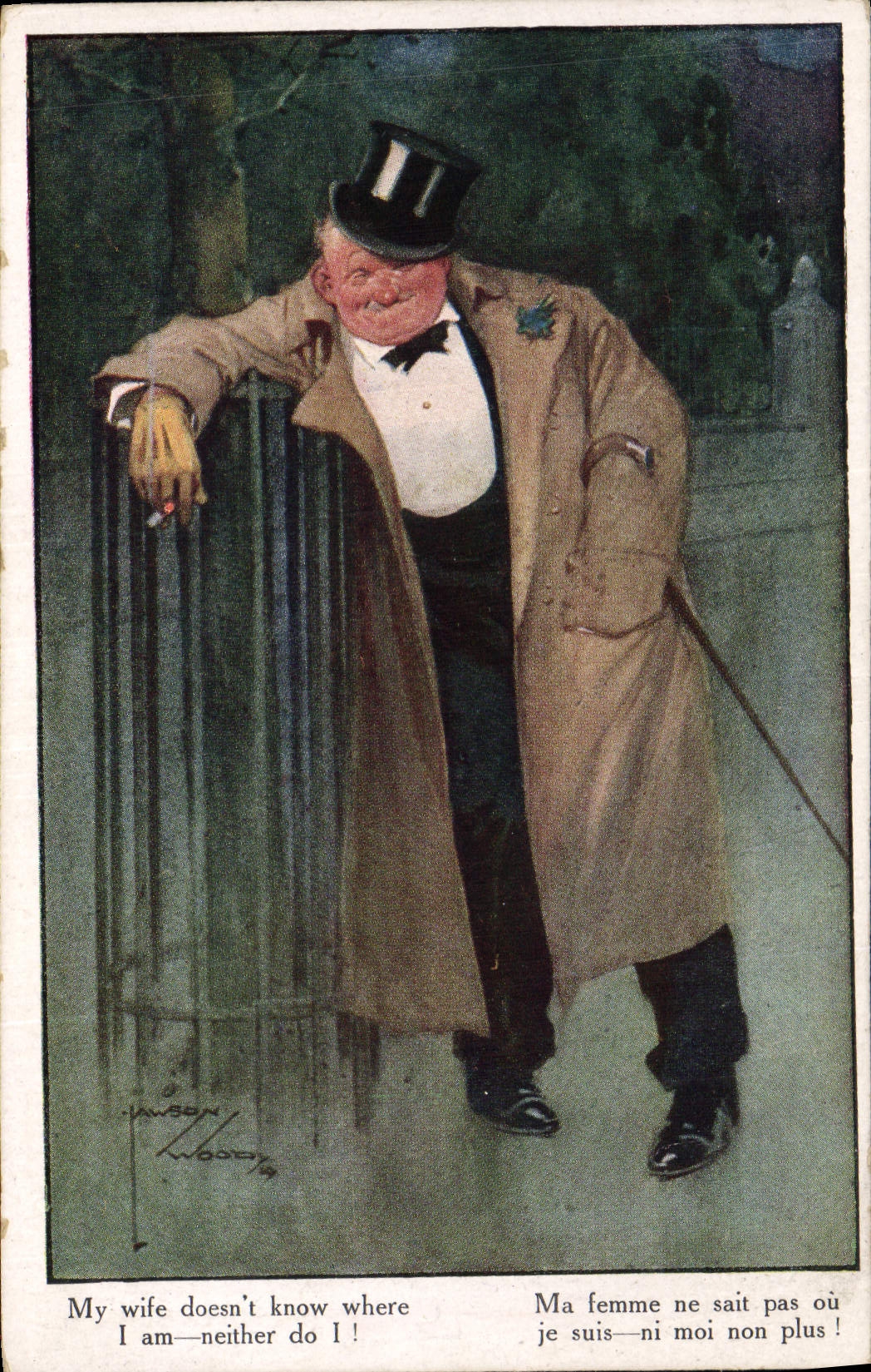 Vintage Postcard Fantasy Illustrator My wife