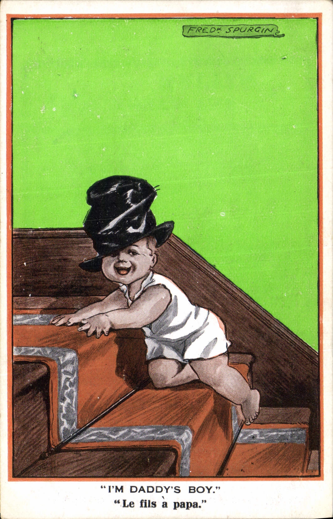 Vintage Postcard Fantasy Illustrator Fred Spurgin Enfat I' m daddy' S servant boy