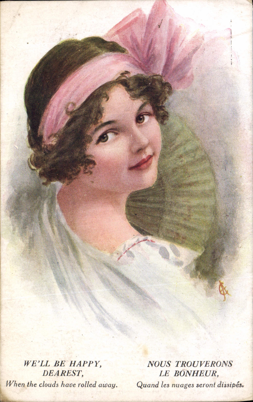 Vintage Postcard Fantaisie Illustrator Child We will find happiness