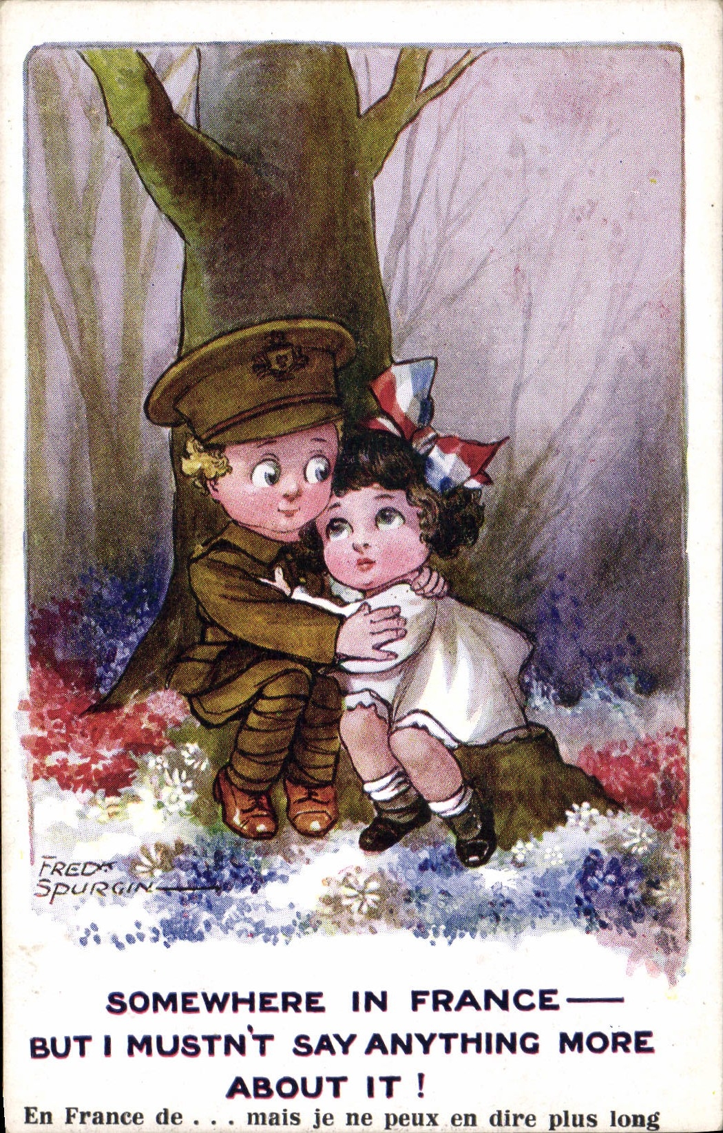 Vintage Postcard Fantasy Illustrator Fred Spurgin Somewhere Children in Militaria France