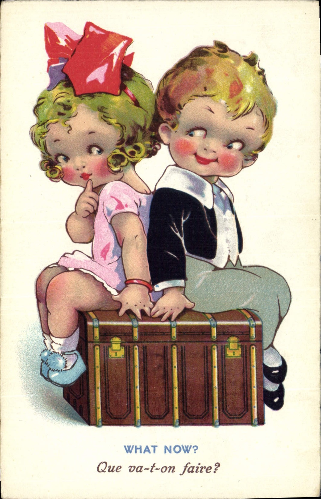 Vintage Postcard Fantasy Illustrator Children What now?
