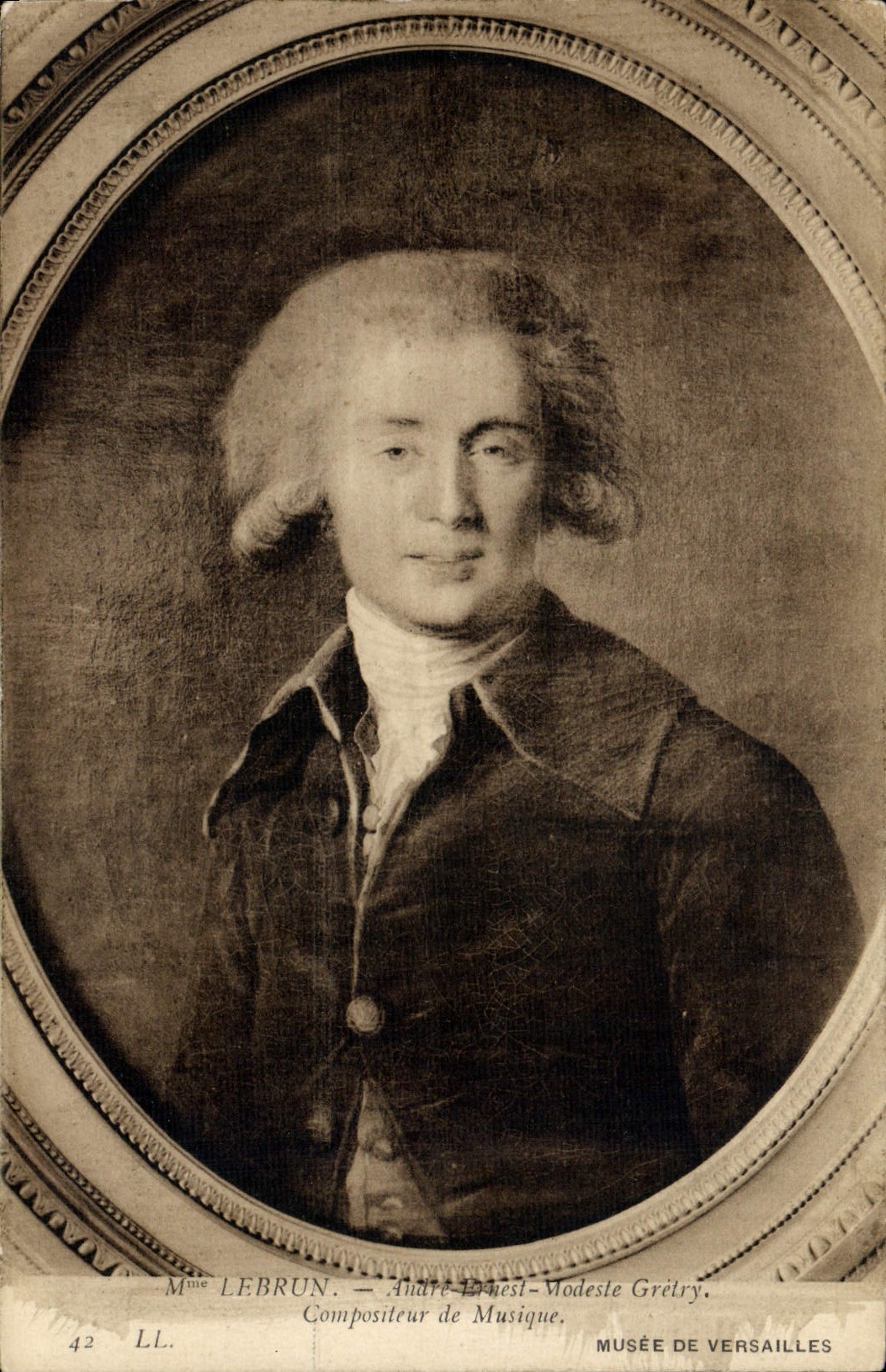 Postal la Sra. Lebrun Andre Ernest Modeste Gretry Compositor de música Vagada de Versalles