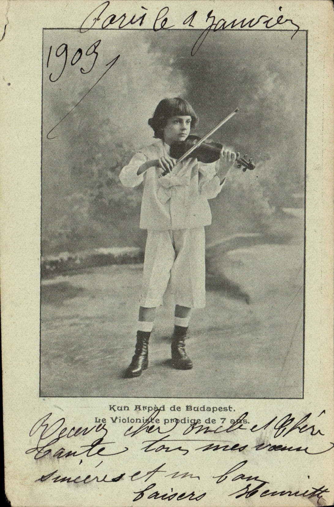 CPA Kun Arpad de Budapest Violoniste prodige de 7 ans