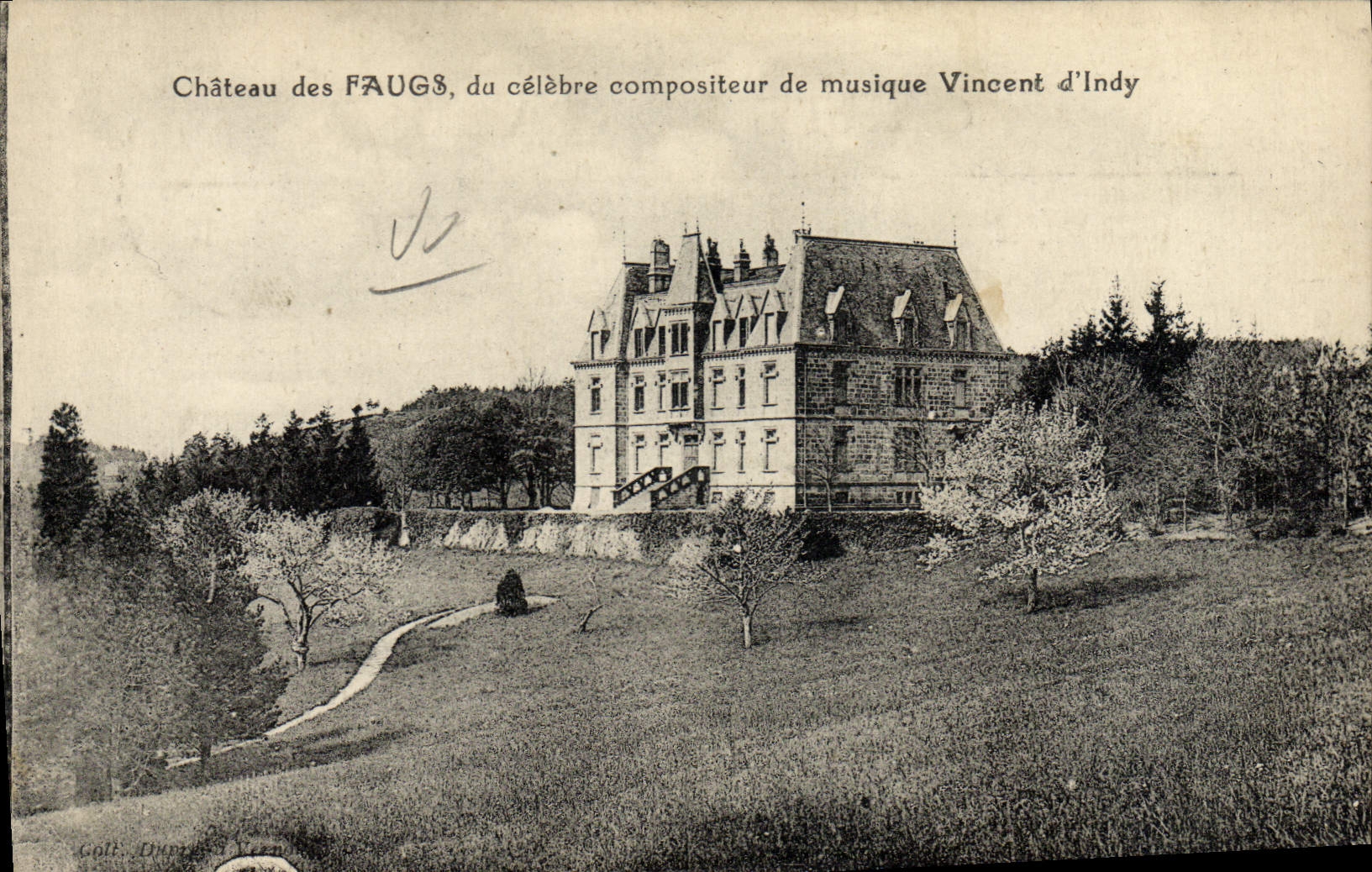 Postal Castillo del Faugs famoso del Compositor de música Vincent de Andy
