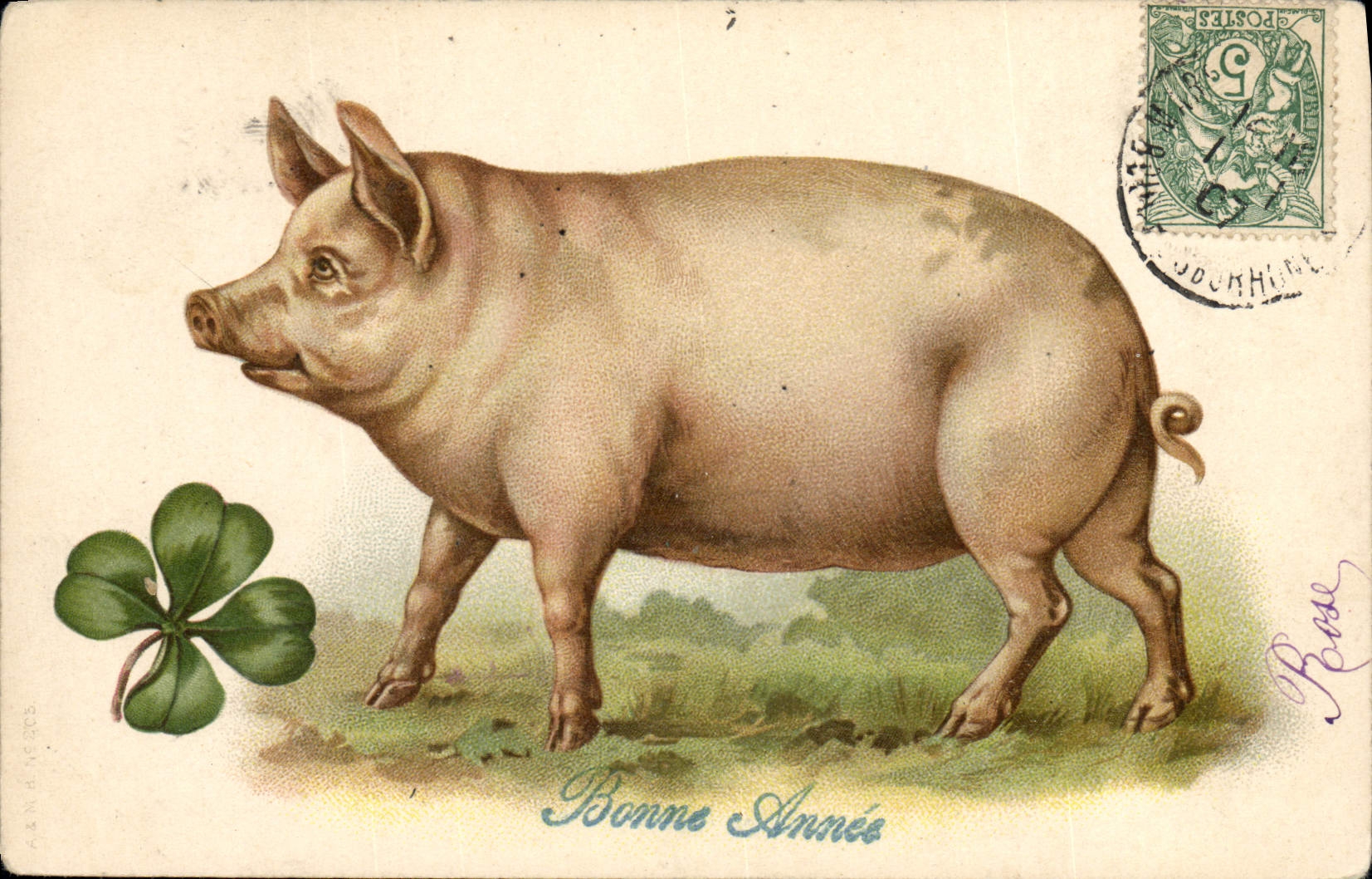 CPA Cochon Porc Trefle