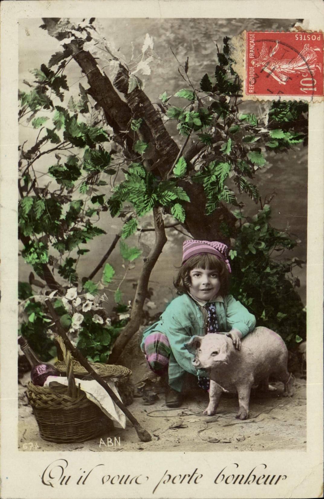 CPA Cochon Porc Enfant 