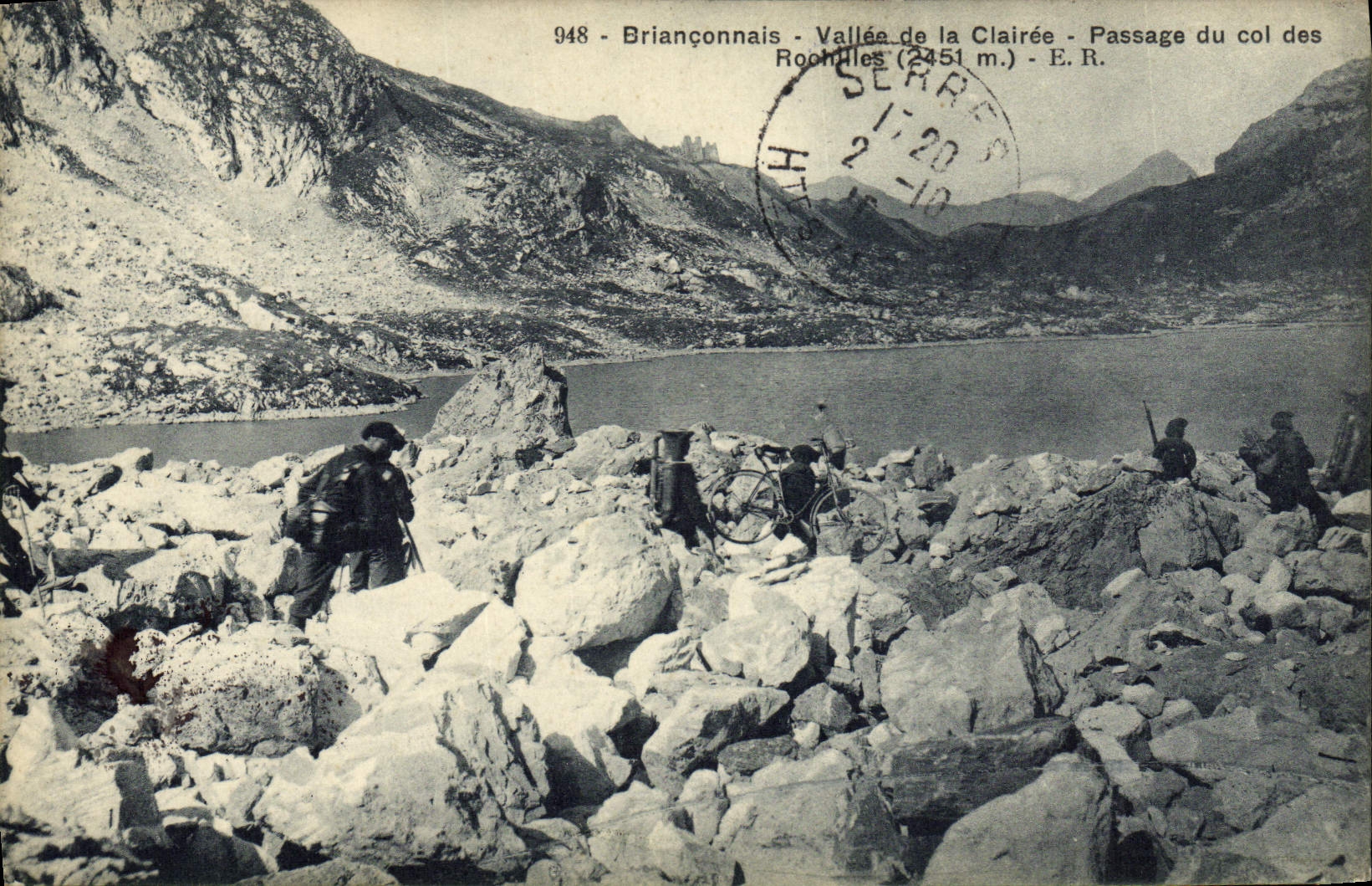 Vintage Postcard Militaria Alpine hunters Brianconnais Valley of Clairee Passage of the collar of Roucilles