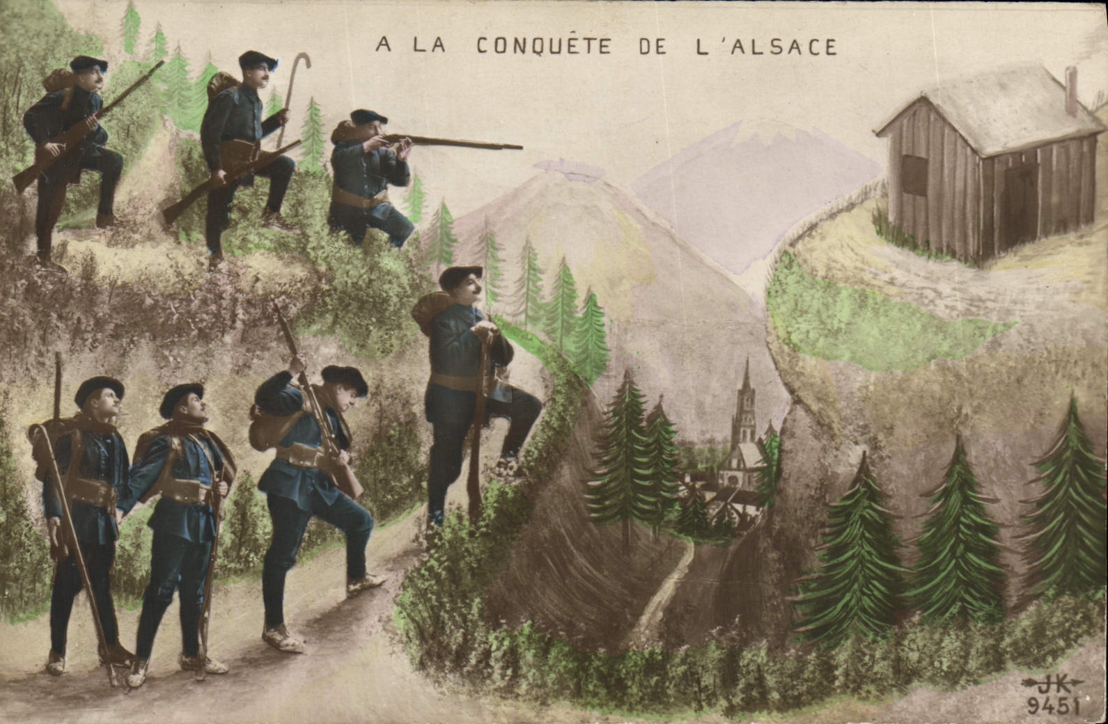 CPA Militaria Chasseurs alpins A la conquete de l'Alsace