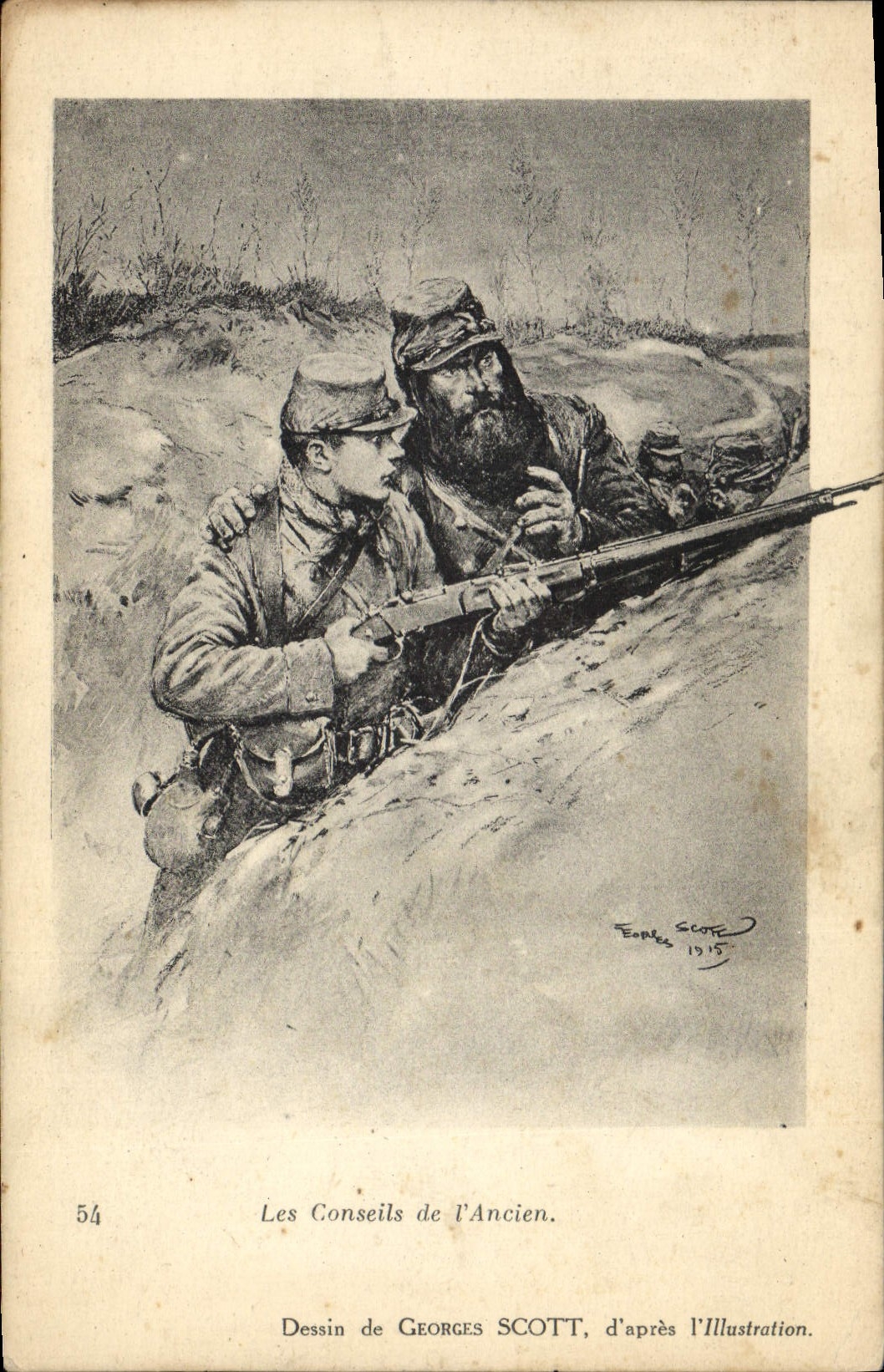 Vintage Postcard Militaria councils of former Scott the illustration