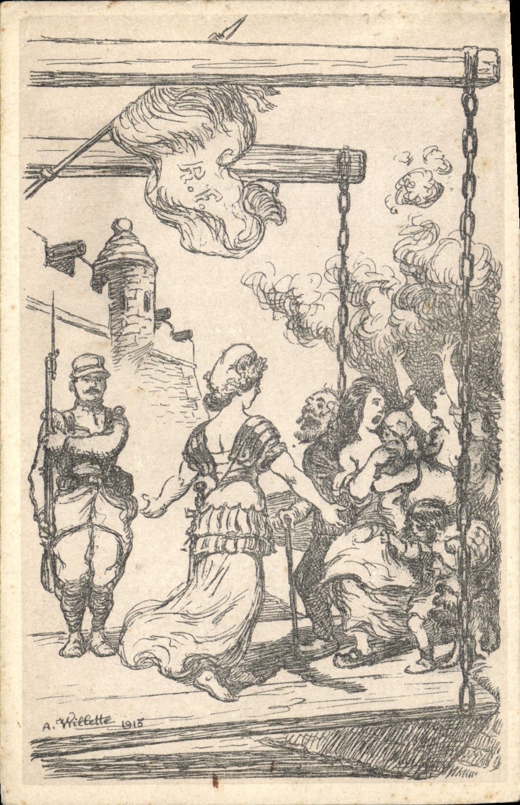 Vintage Postcard Militaria National Help Marianne