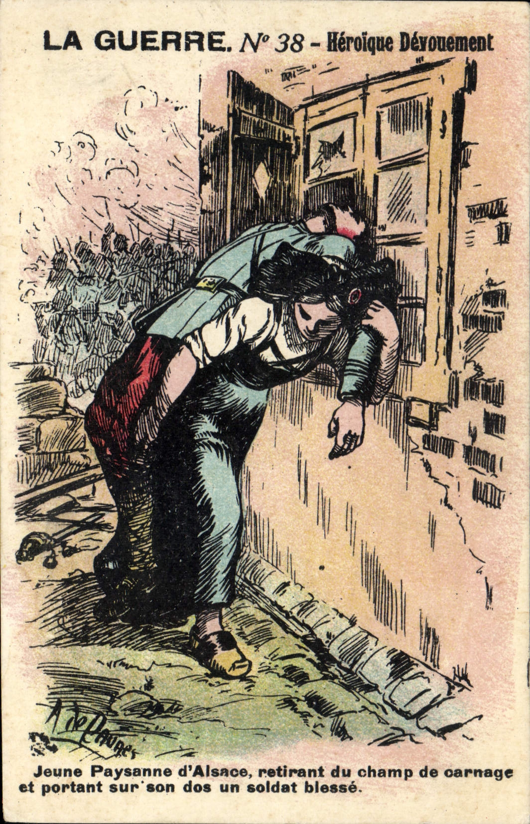 Heroic Vintage Postcard Militaria Alsace devotion